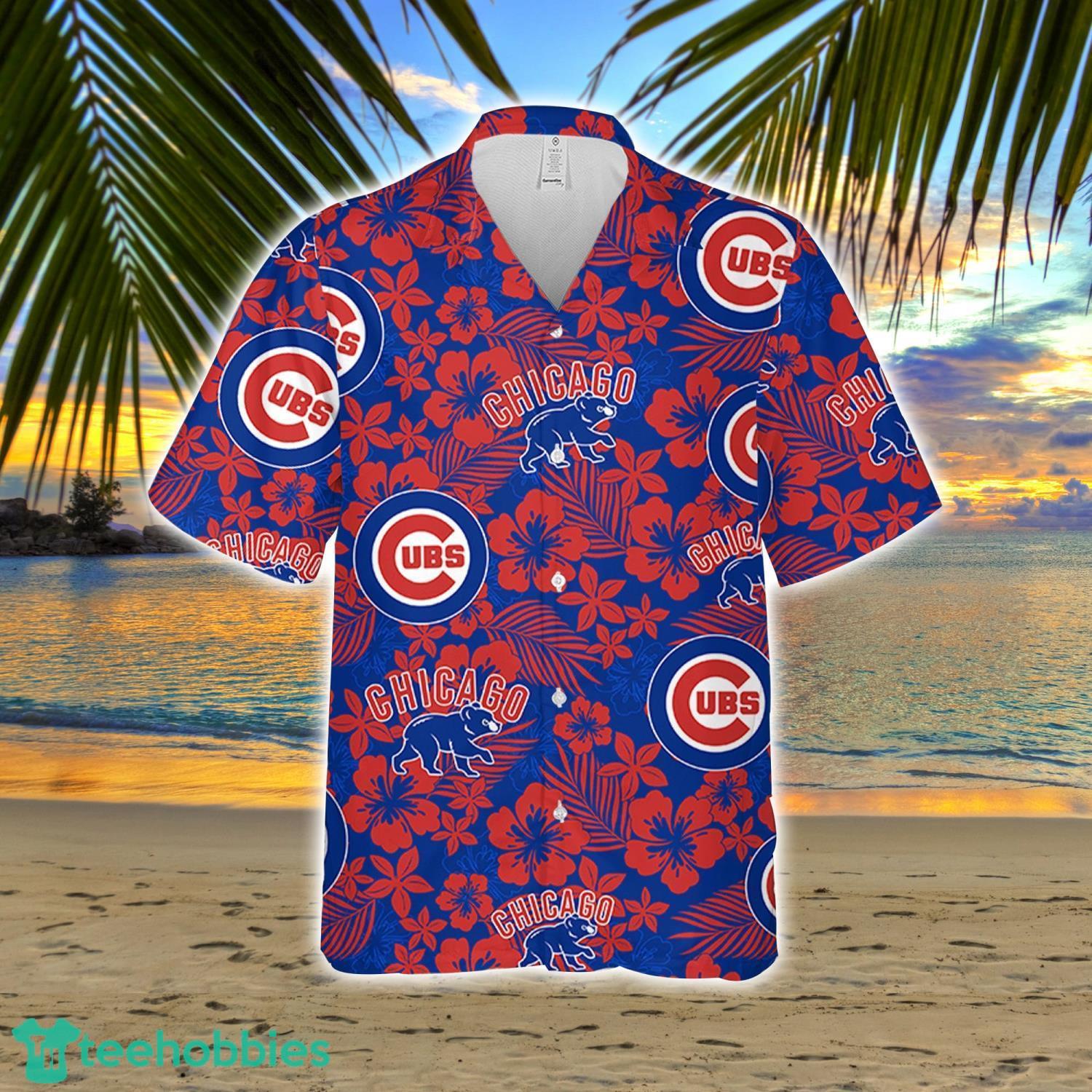 Chicago Cub Hibiscus Flower Pattern Hawaiian Shirt And Shorts Gift For Summer Product Photo 2