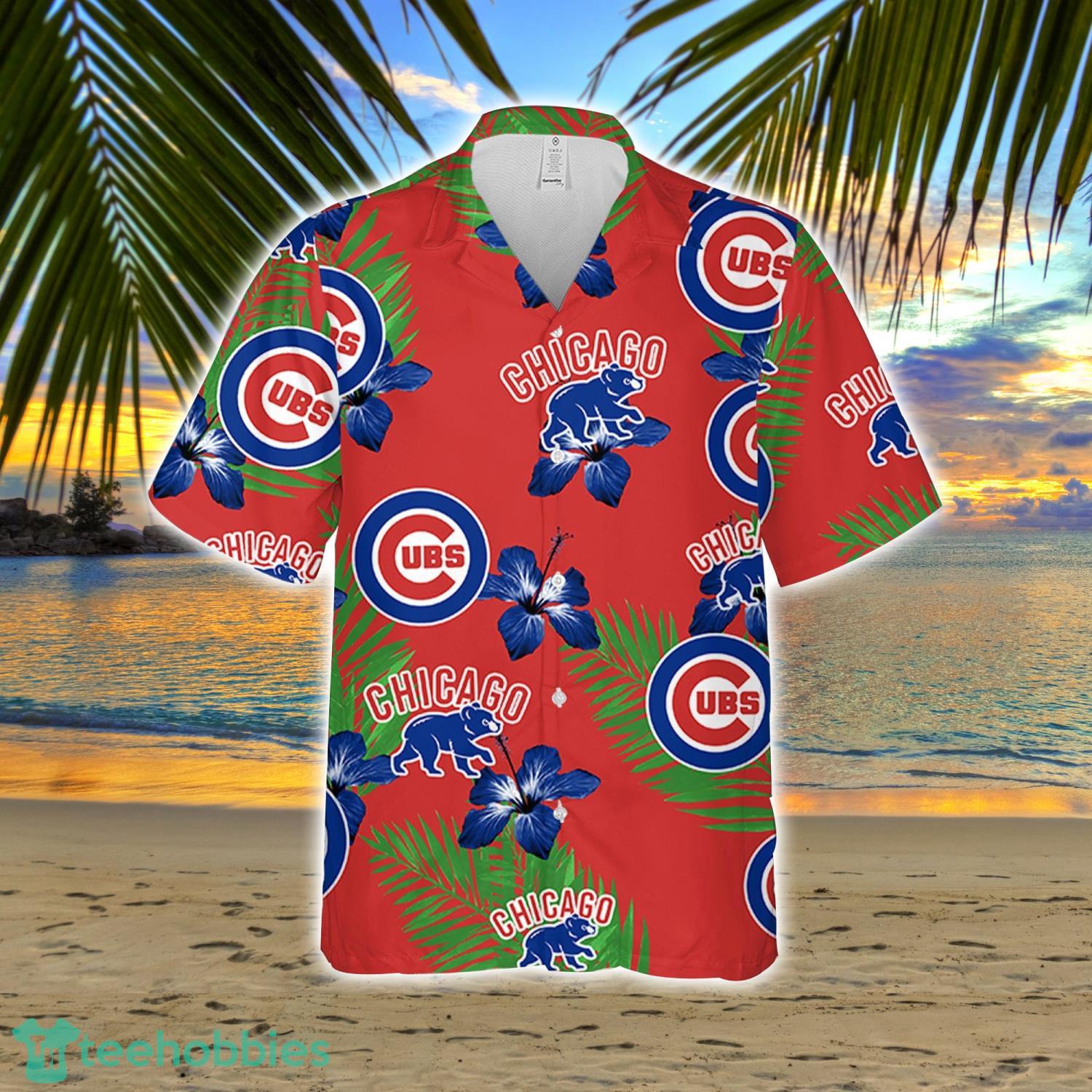 Chicago Cubs Green Leaf Pattern Tropical Hawaiian Shirt For Men