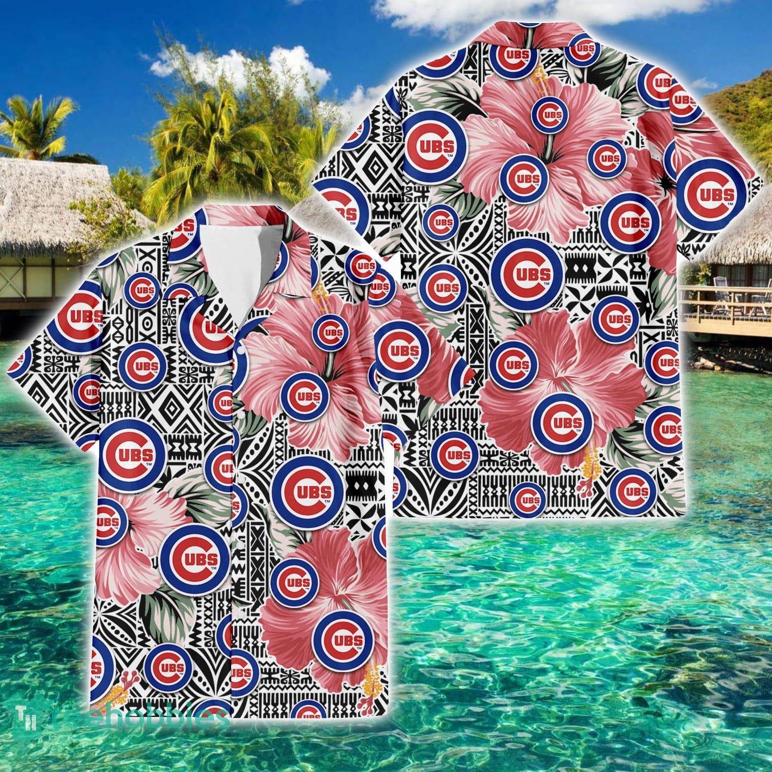 Chicago Cubs Red Hibiscus Yellow Porcelain Flower With Leaf Pattern 3D Hawaiian  Shirt Summer Gift