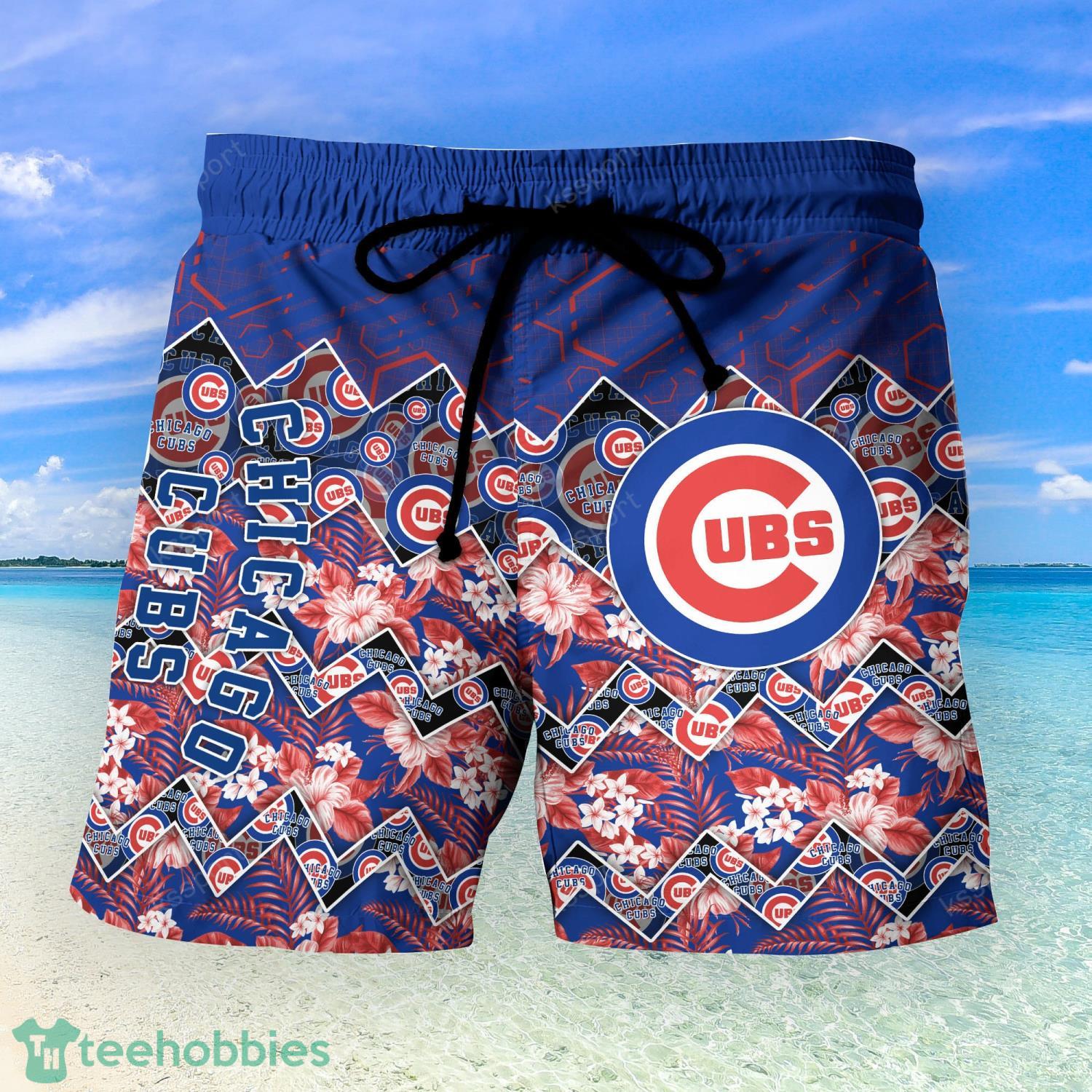 Cubs Hawaiian Shirt Wrigley Field Tropical Flower Chicago Cubs