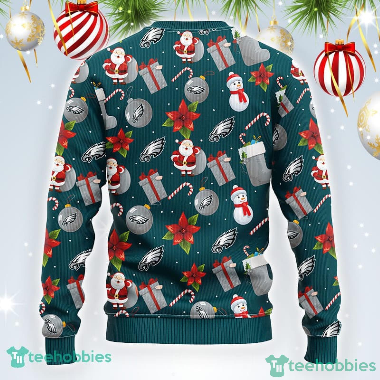 Christmas Gift For NFL Fans Philadelphia Eagles Santa Claus Snowman  Christmas Gift Pattern Cute Gift Ugly Christmas Sweater