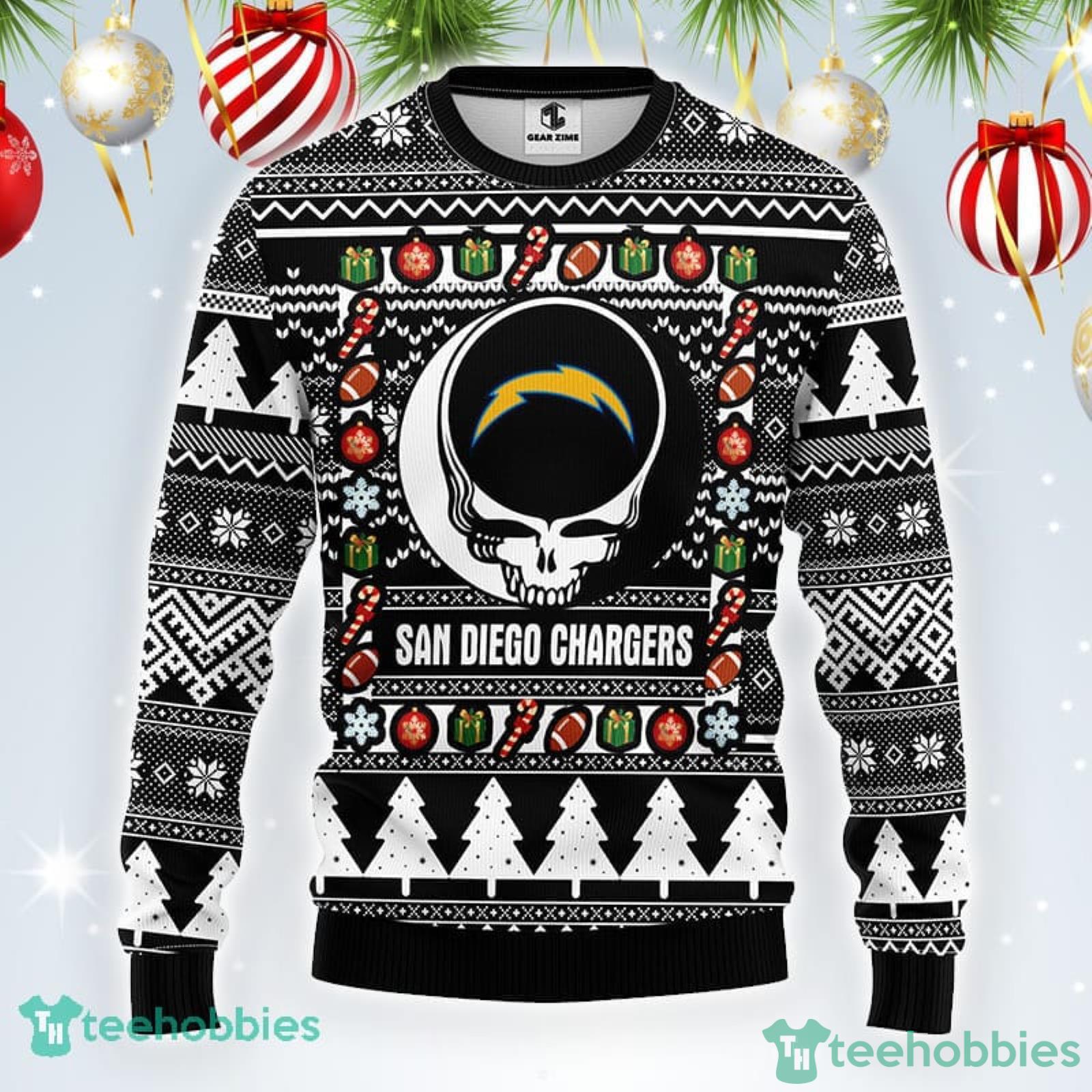 Christmas Gift For NFL Fans San Diego Chargers Grateful Dead Christmas Gift  Pattern Ugly Christmas Sweater