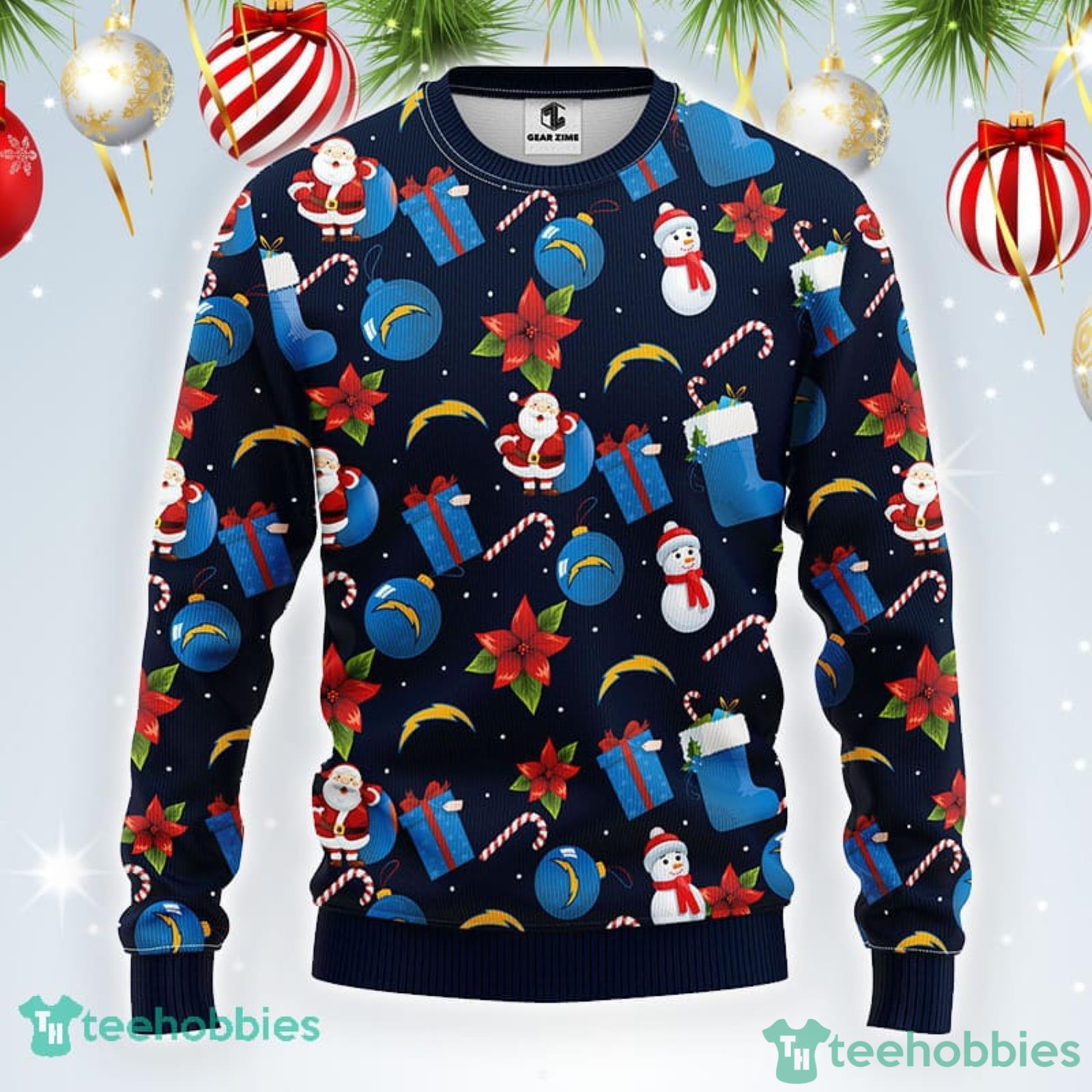 Christmas Gift For NFL Fans San Diego Chargers Santa Claus Snowman  Christmas Gift Pattern Cute Gift Ugly Christmas Sweater