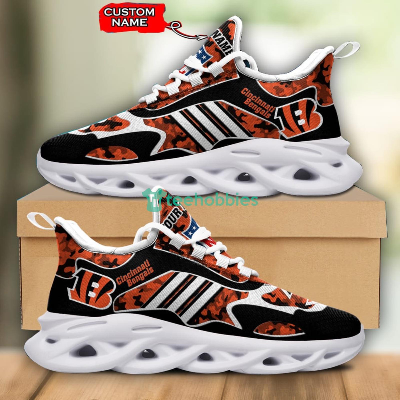 Cincinnati Bengals Logo Running Sneaker Max Soul Shoes In Black