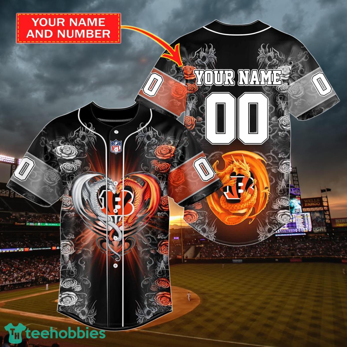 Cincinnati Bengals NFL Custom Name Baseball Jersey Shirt Gift For