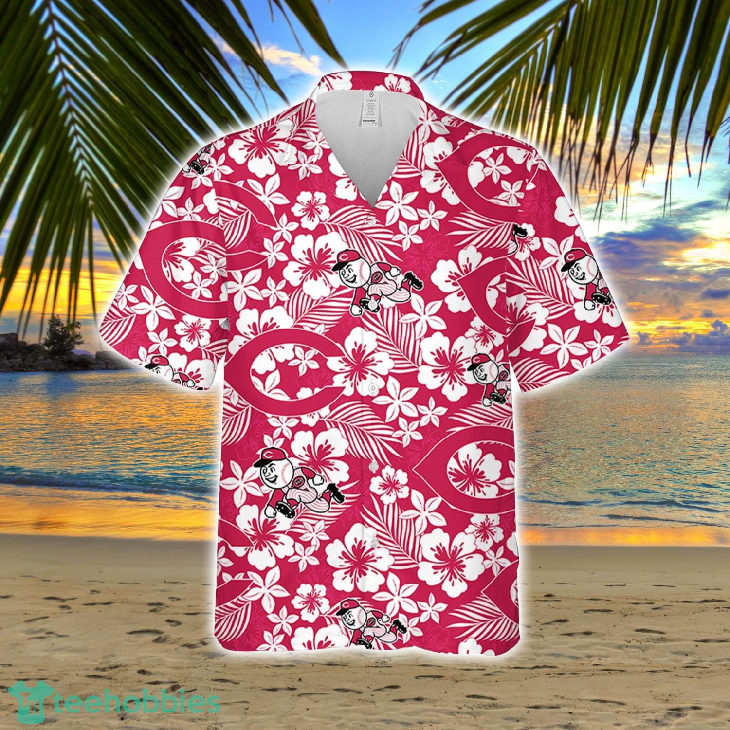 Cincinnati Red Hibiscus Flower Pattern Hawaiian Shirt And Shorts Gift For Summer Product Photo 2