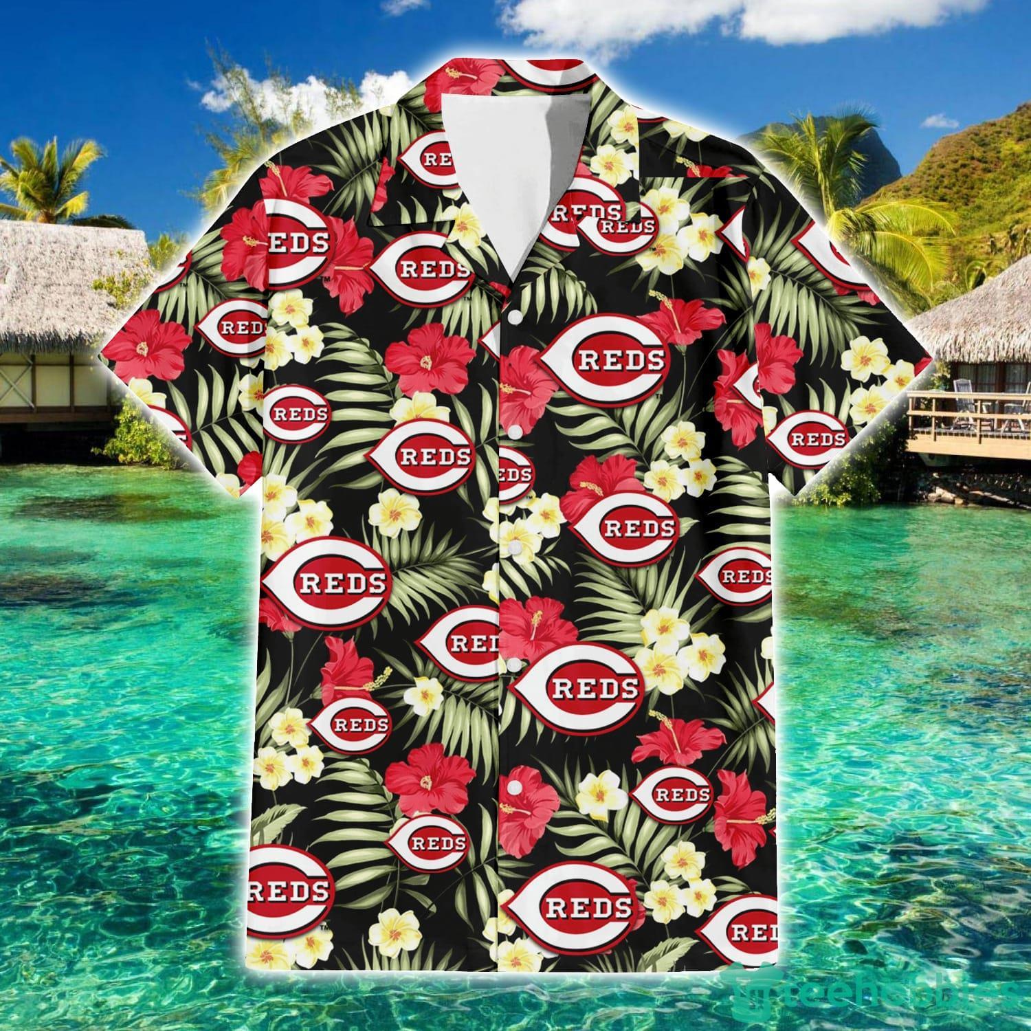 Houston Astros Red Hibiscus Yellow Porcelain Flower With Leaf Pattern 3D  Hawaiian Shirt Summer Gift