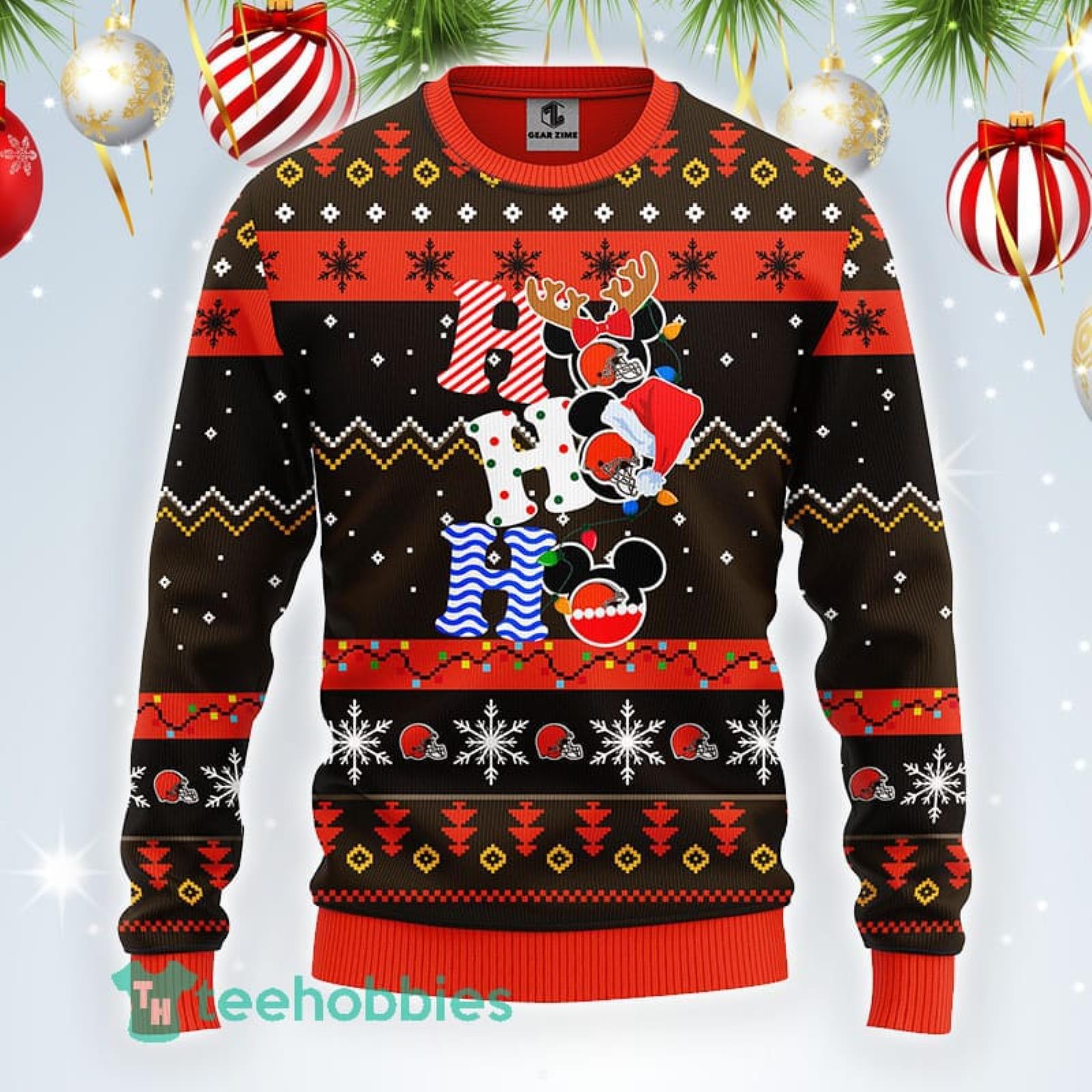 NFL Logo Oakland Raiders HoHoHo Mickey Ugly Christmas Sweater Gift For Fans  - YesItCustom