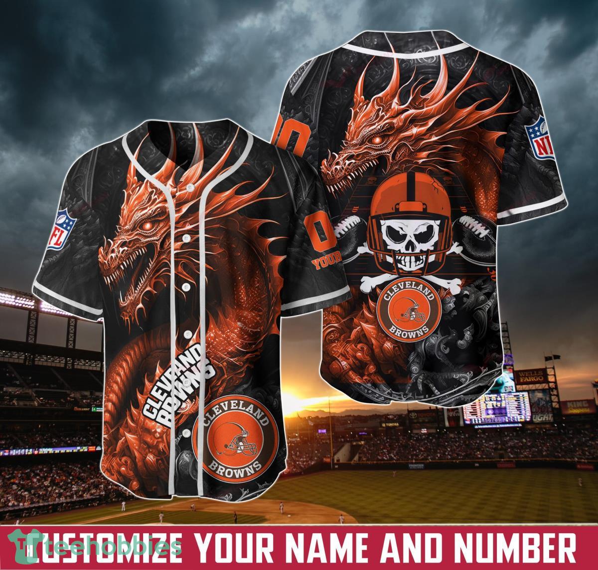 Personalized Cleveland Browns Mascot 3D NFL Baseball Jersey Shirt