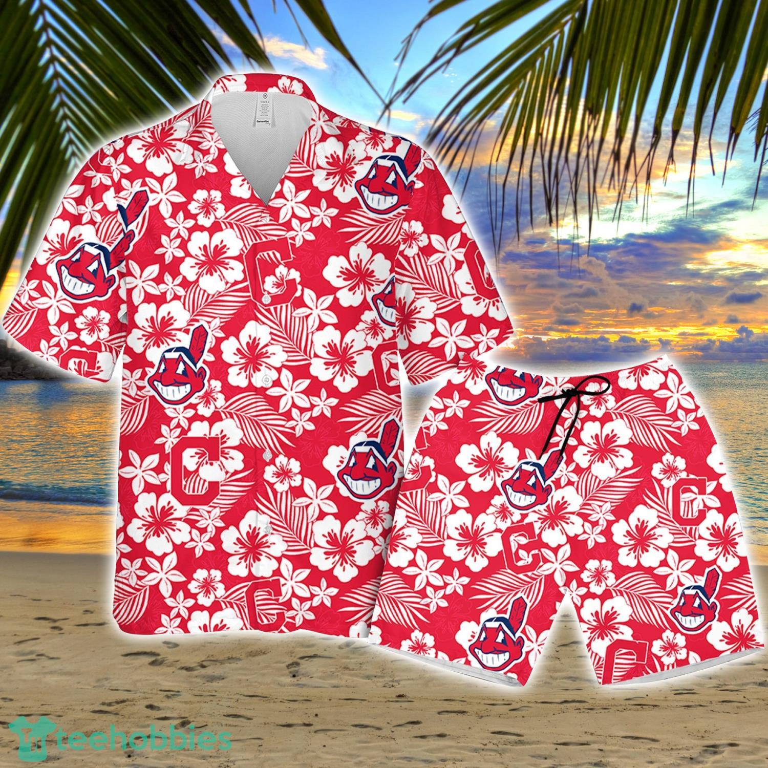 Cleveland Indian Hibiscus Flower Pattern Hawaiian Shirt And Shorts Gift For Summer Product Photo 1