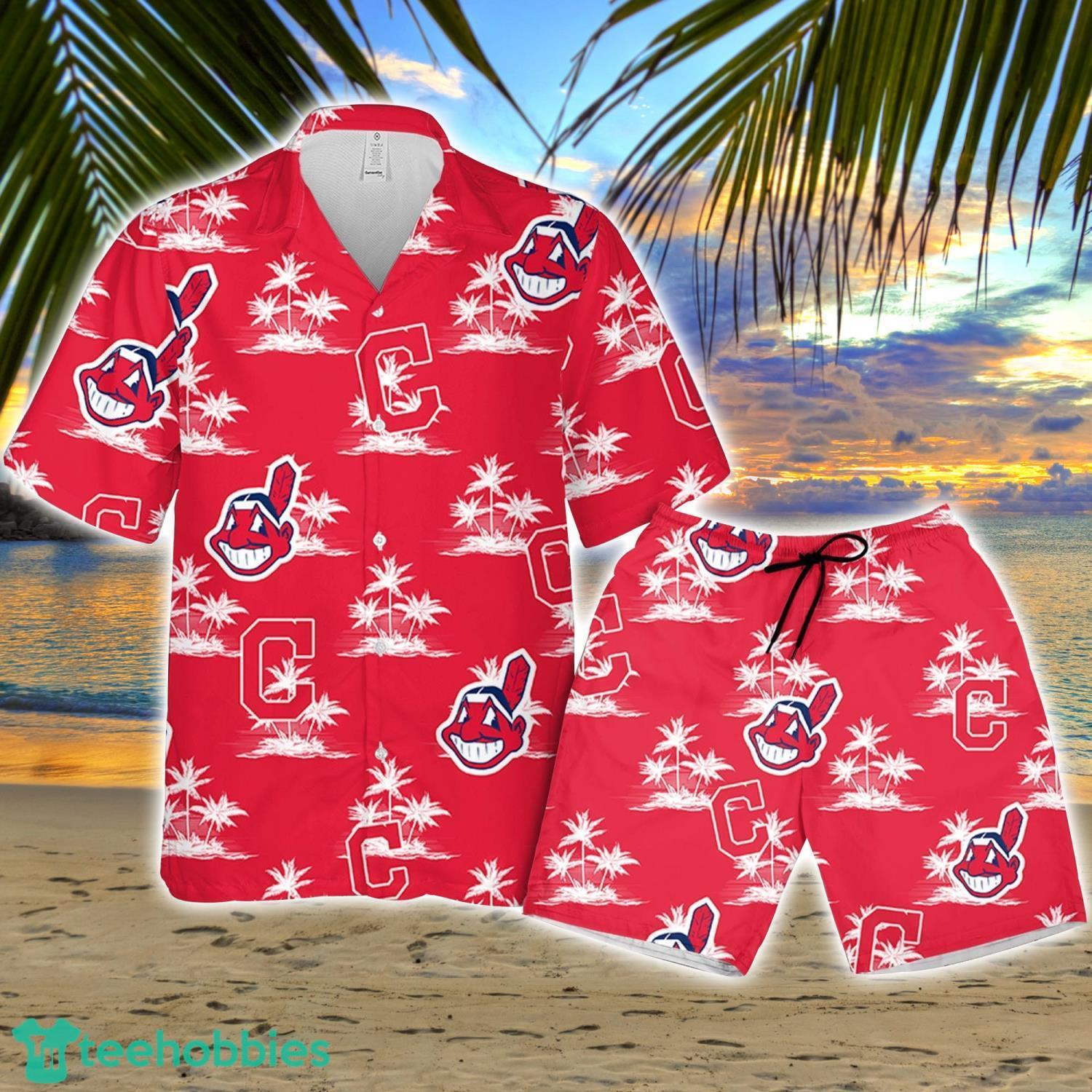 Cleveland Indians Baseball Coconut Island Pattern Hawaiian Shirt And Shorts Summer Gift Product Photo 1