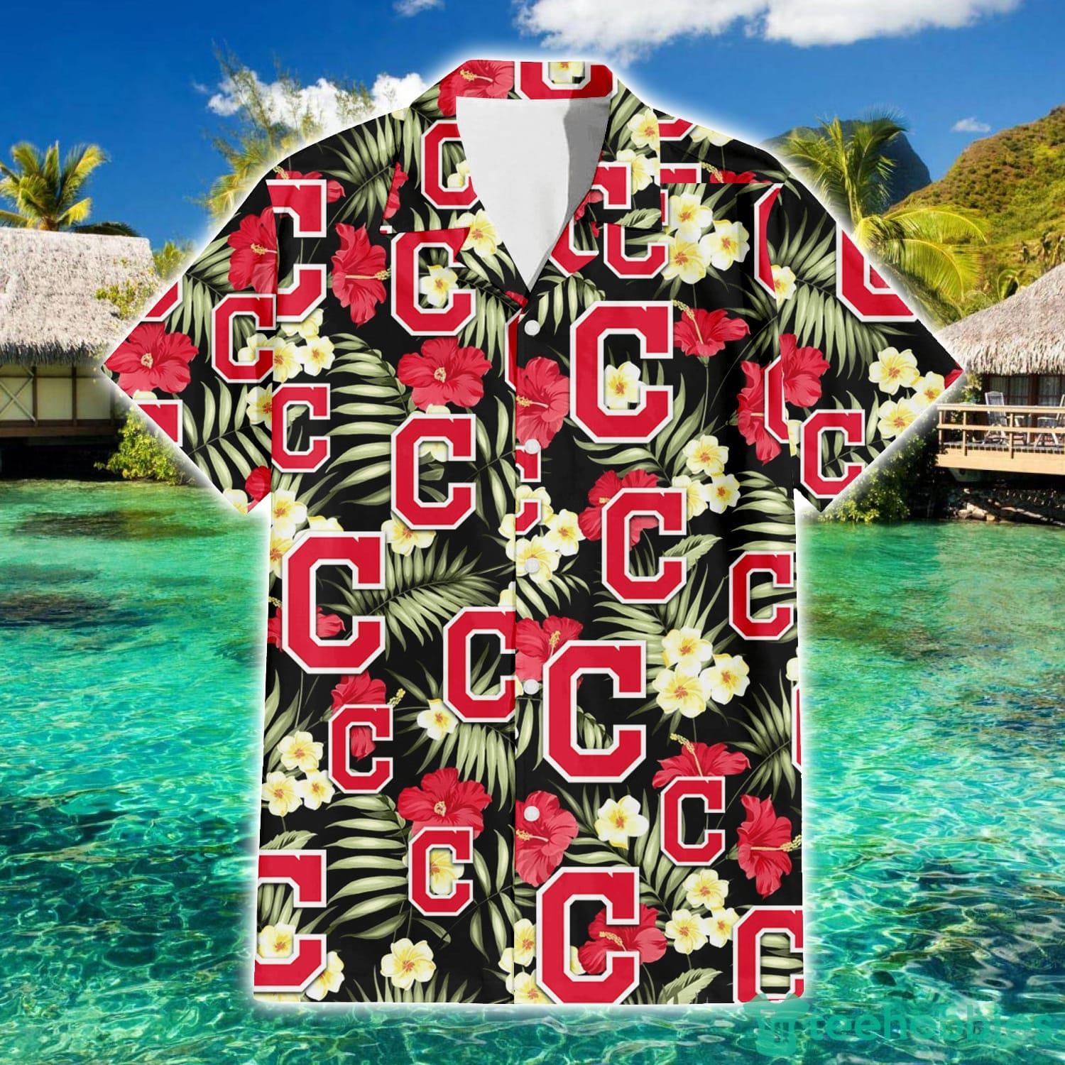 Cleveland Indians Red Hibiscus Yellow Porcelain Flower With Leaf Pattern 3D  Hawaiian Shirt Summer Gift - Banantees