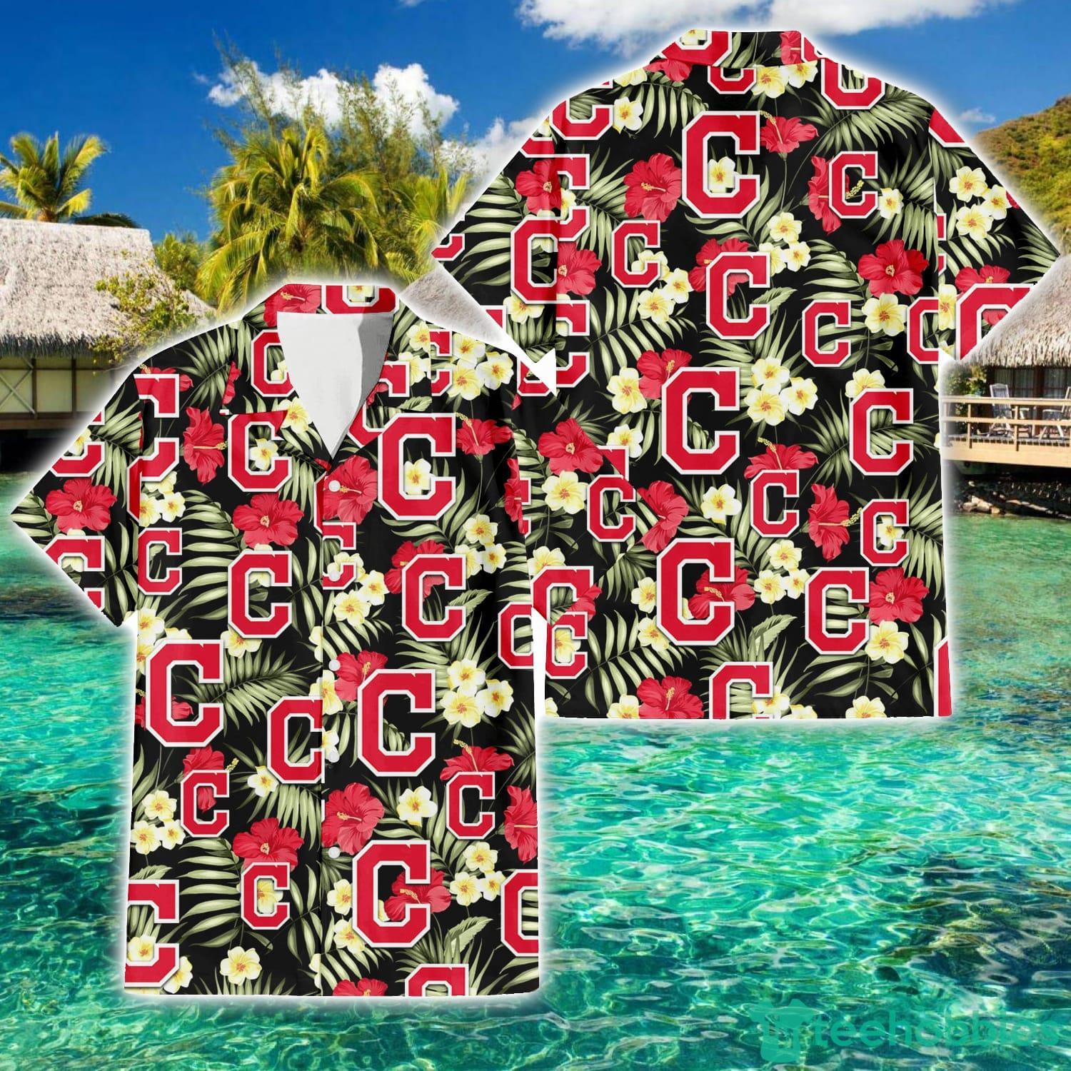 Cleveland Indians Red Hibiscus Yellow Porcelain Flower With Leaf Pattern 3D Hawaiian  Shirt Summer Gift - Banantees