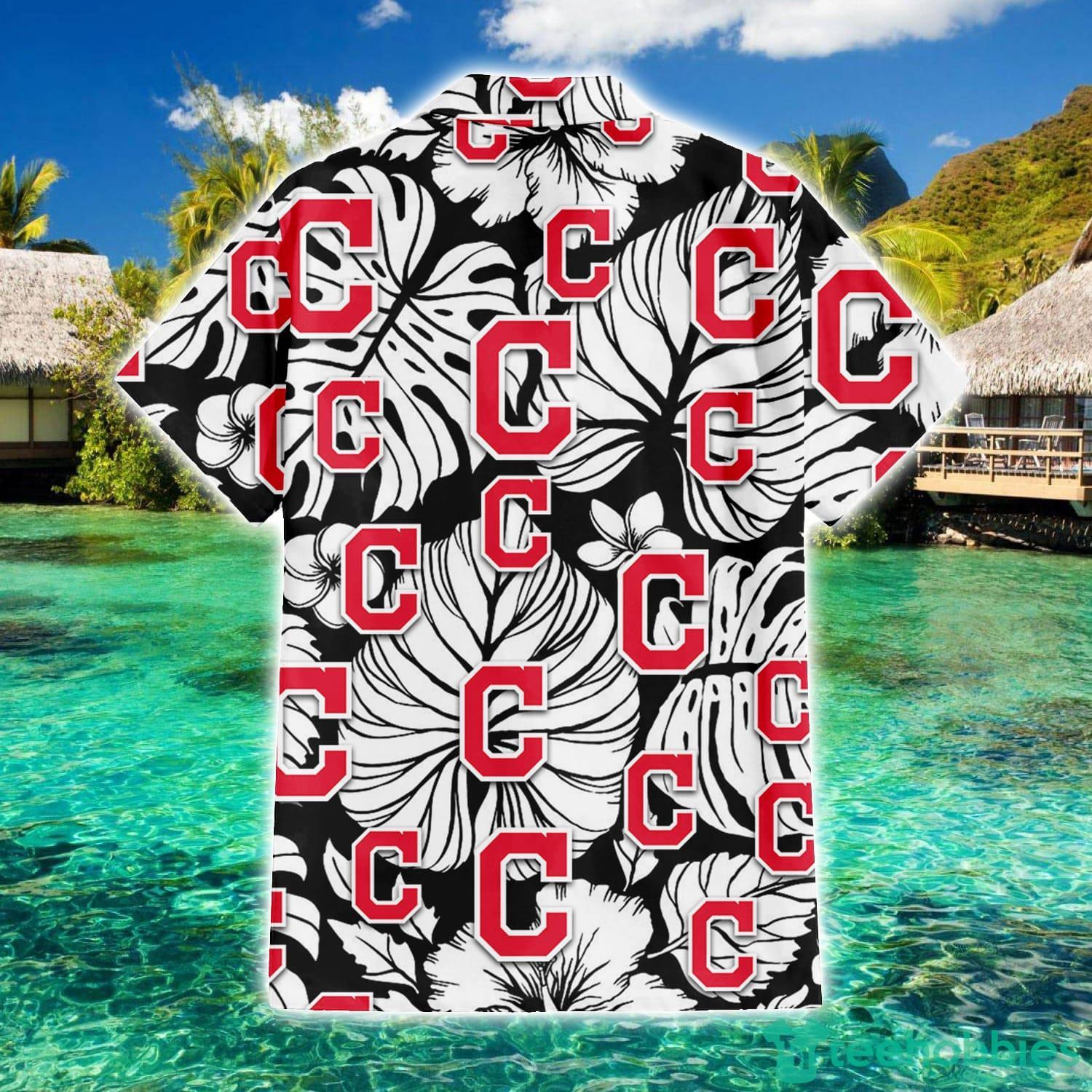 Cleveland Indians White Hibiscus Floral Tropical 3D Hawaiian Shirt For Men  And Women