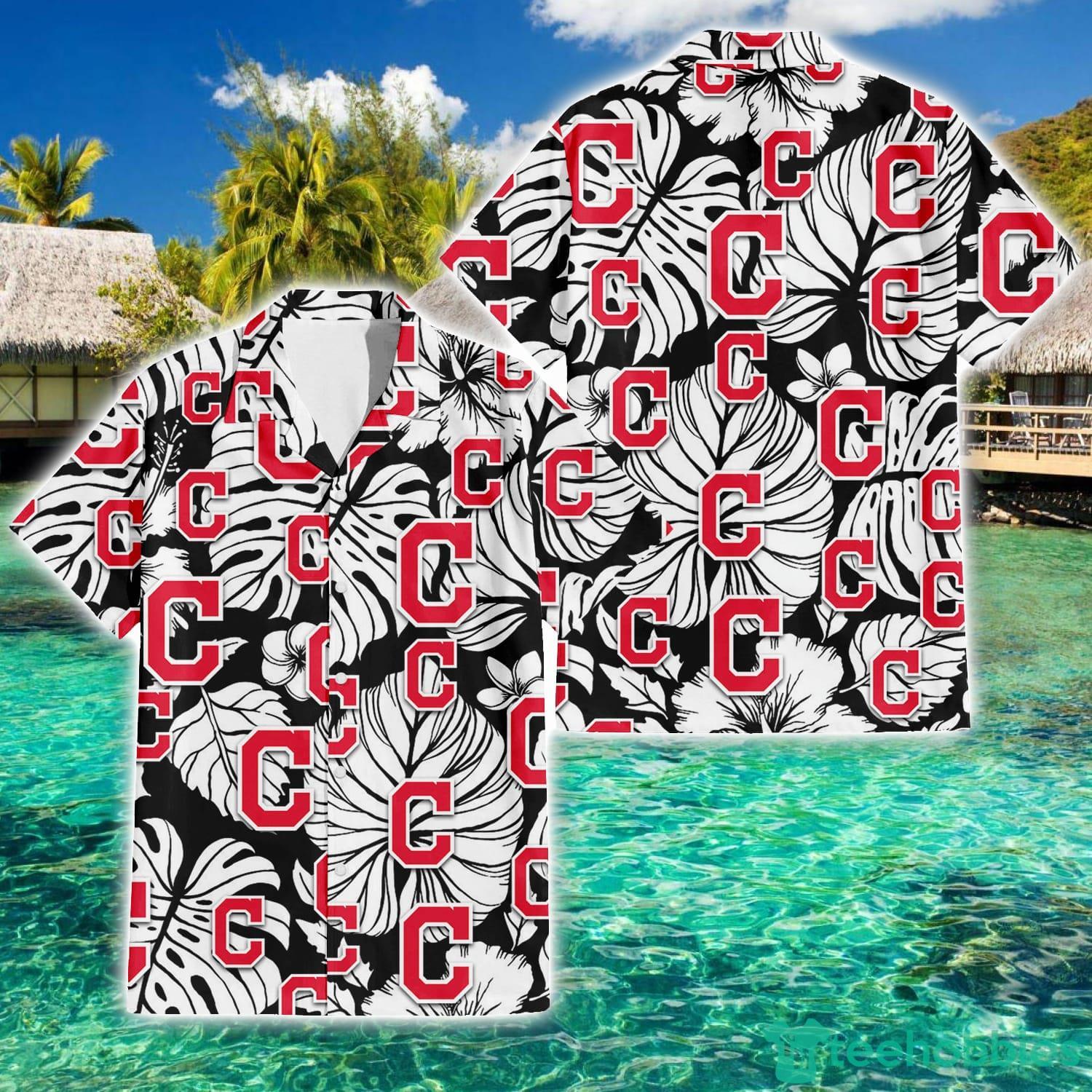 Cleveland Indians White Hibiscus Floral Tropical 3D Hawaiian Shirt For Men  And Women