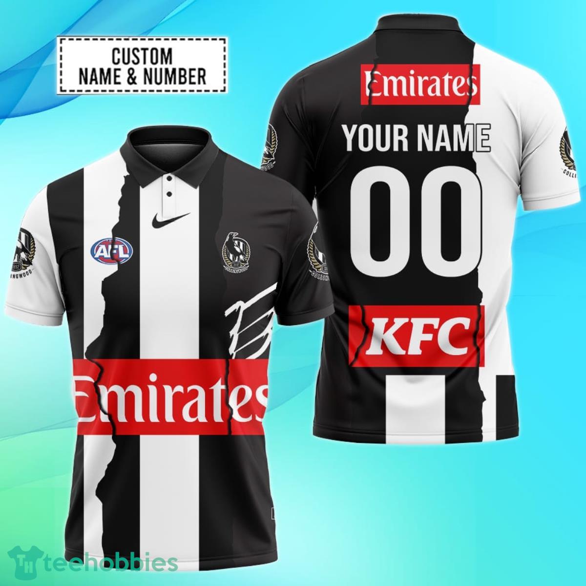 Collingwood Magpies Personalized Name & Number AFL Polo Shirt Best Gift For Fans Product Photo 1