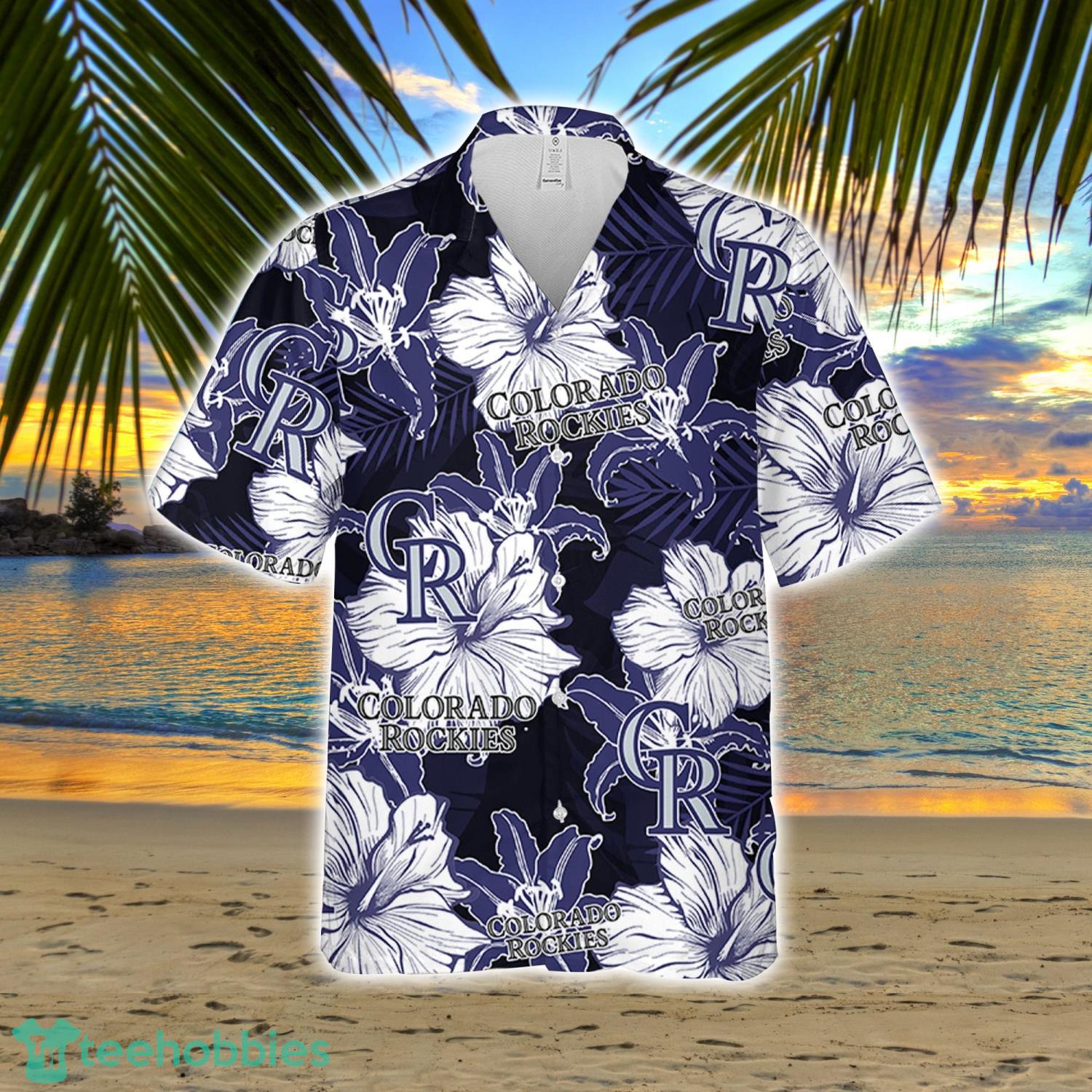 Colorado Rockies Vintage Sea Island Pattern Hawaiian Shirt And Shorts Gift  For Summer