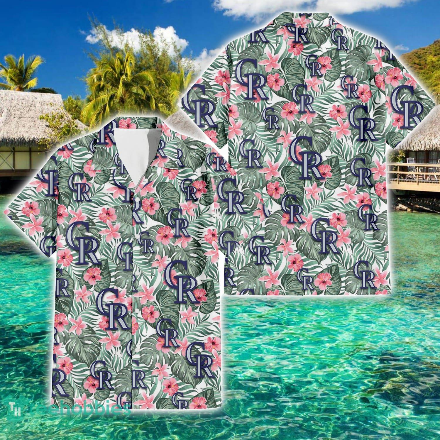 Rockies Hawaiian Shirt Hibiscus Tropical Leaf Custom Colorado