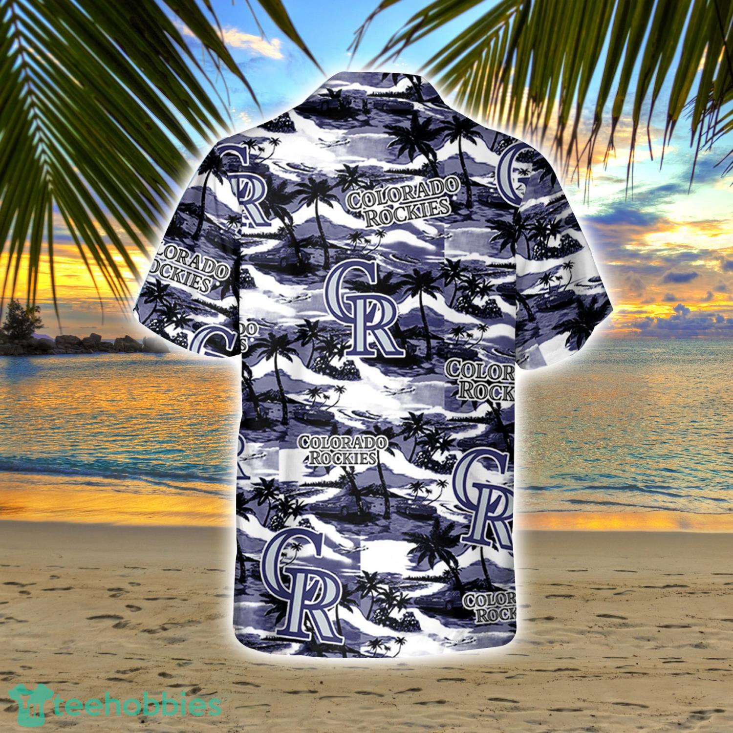 Colorado Rockies Vintage Sea Island Pattern Hawaiian Shirt And Shorts Gift  For Summer