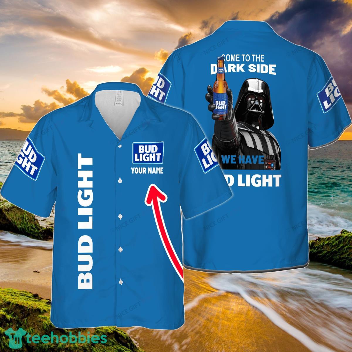 Come To The Dark Side We Have Bud Light Custom Name Hawaiian Shirt Summer Beach Hawaiian Shirt Product Photo 1
