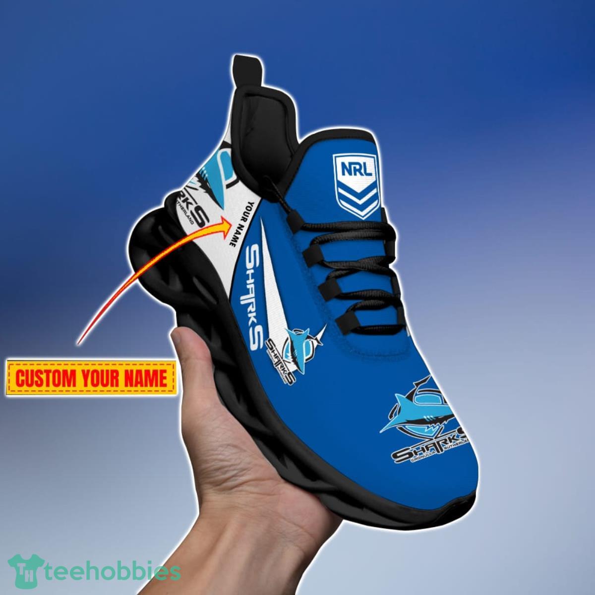 Cronulla-Sutherland Sharks Personalized Name NRL Max Soul Shoes Gift Fans Product Photo 1