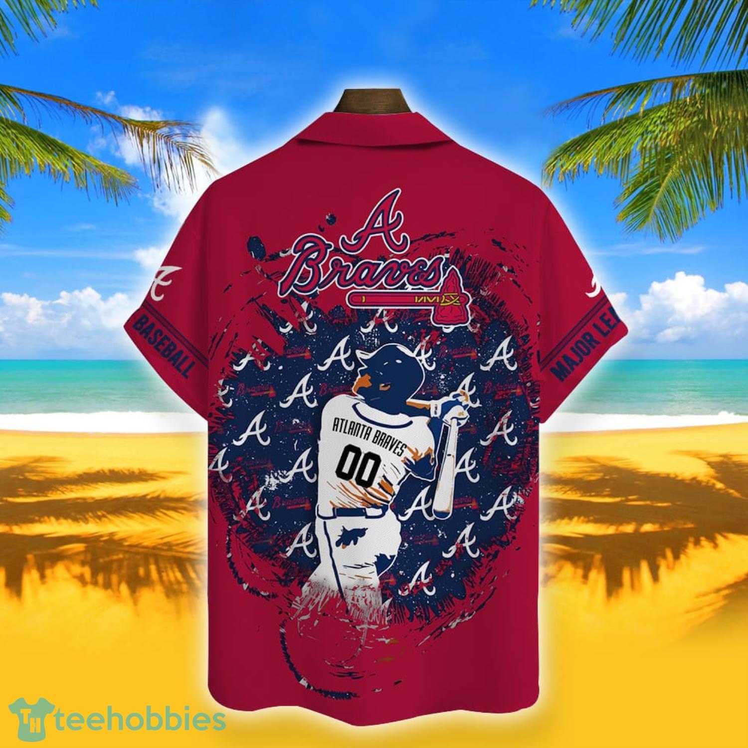 Custom Name And Number Atlanta Braves Baseball Cool Short Sleeve 3D  Hawaiian Shirt Summer Gift