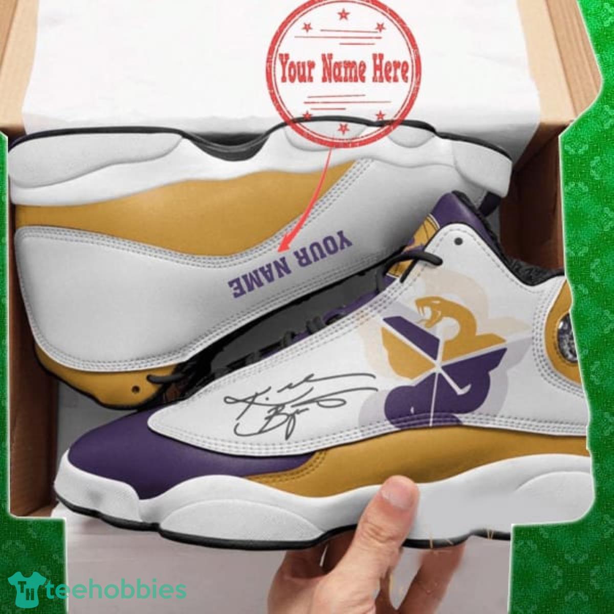 Custom name Kobe Bryant Los Angeles Lakers NBA Team Big Logo Sneake Air Jordan 13 Best Gift Product Photo 1
