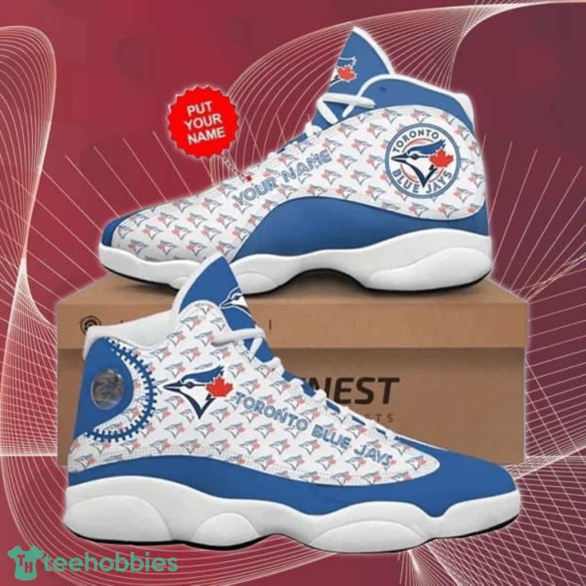 Custom name MLB Toronto Blue Jays Teams Football Big Logo Camo Sneaker Air Jordan 13 Best Gift Product Photo 1