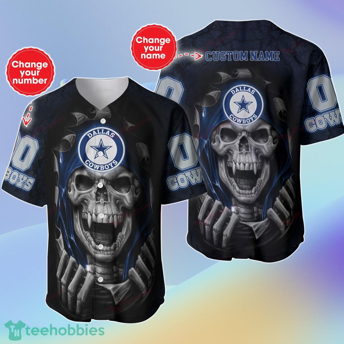 Dallas Cowboys-NFL BASEBALL JERSEY CUSTOM NAME AND NUMBER Impressive Gift For Men And Women FansImpressive Gift For Men And Women Fans Product Photo 1