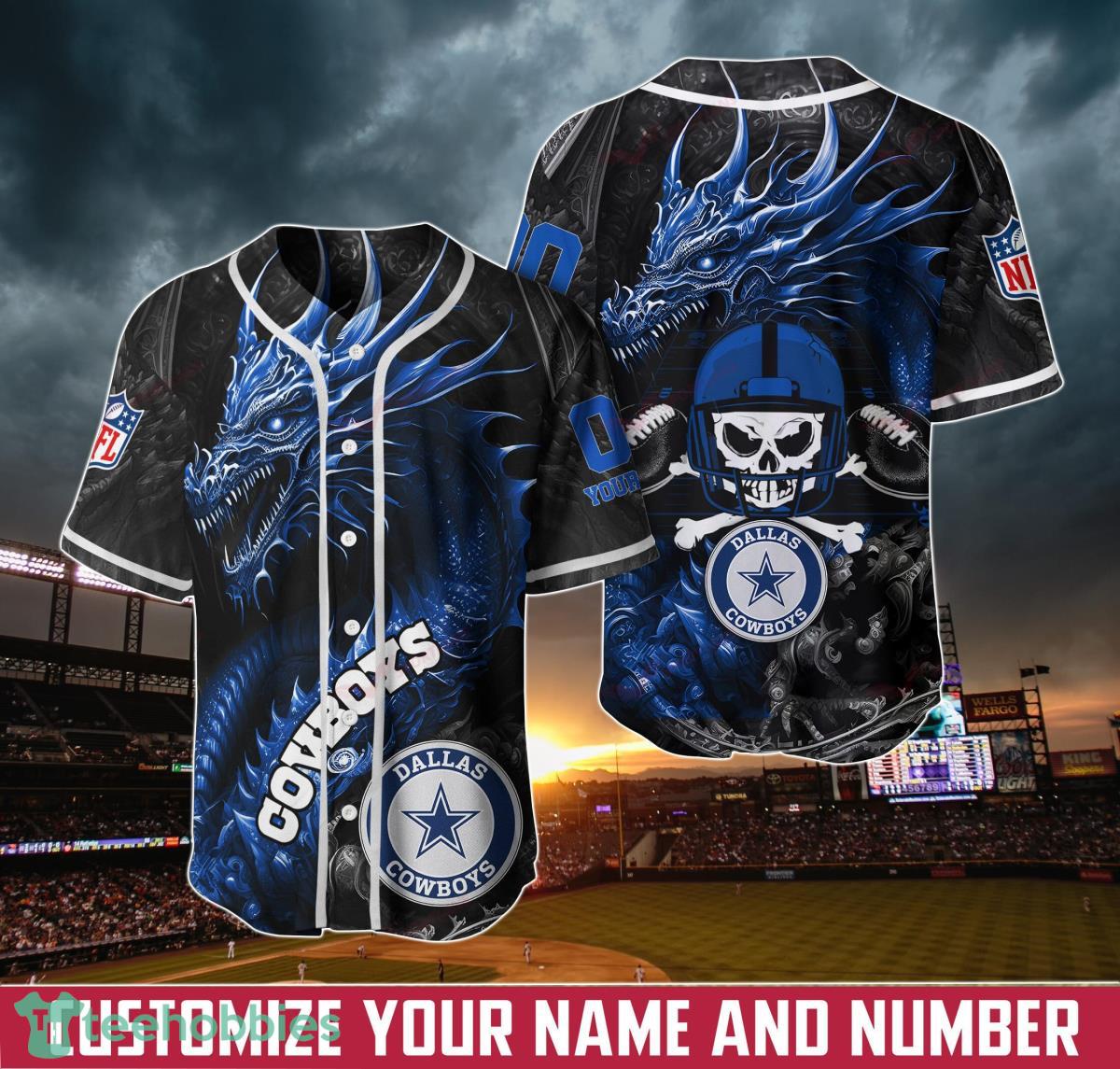 Dallas Cowboys Personalized Name And Number NFL 3D Baseball Jersey Shirt  For Fans