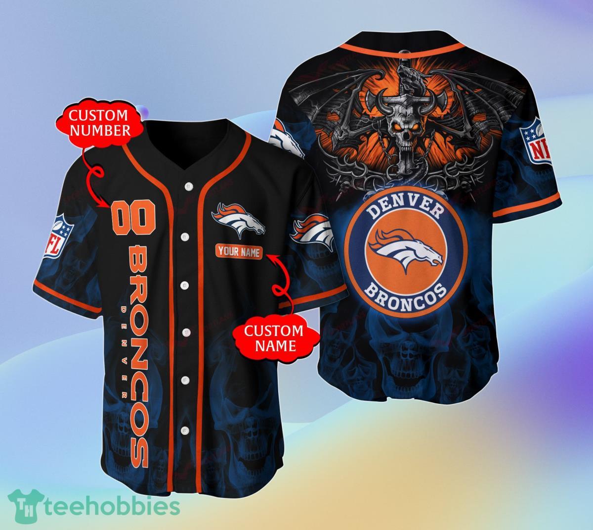 Denver Broncos-NFL BASEBALL JERSEY CUSTOM NAME AND NUMBER Best Gift For Men And Women Fans Product Photo 1
