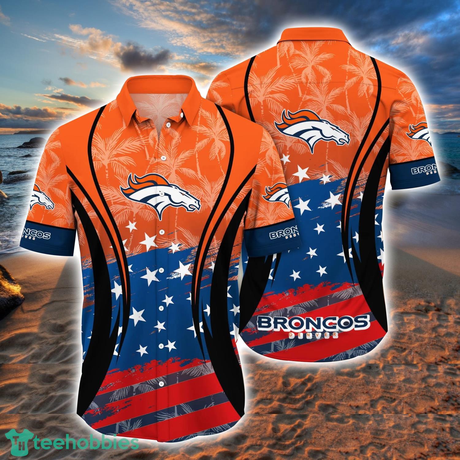 Denver Broncos Custom Name Shells Starfish Parttern Hawaiian Shirt -  Freedomdesign