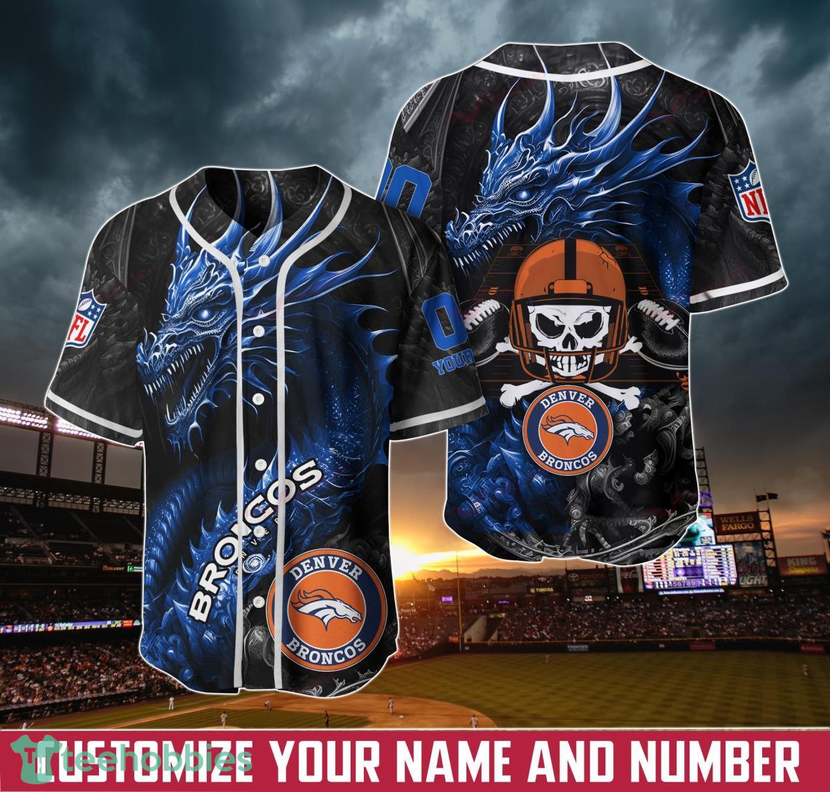 Denver Broncos Personalized Name And Number NFL 3D Baseball Jersey Shirt  For Fans
