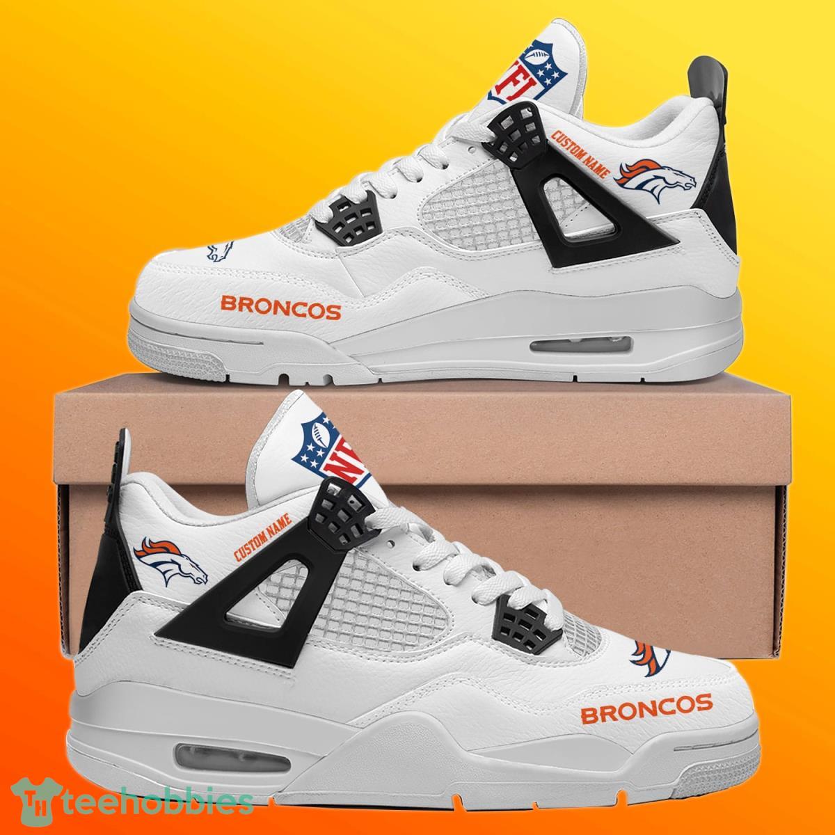 Denver Broncos Personalized Name NFL Air Jordan 4 Trending Sneaker Style Gift For Fans Product Photo 1