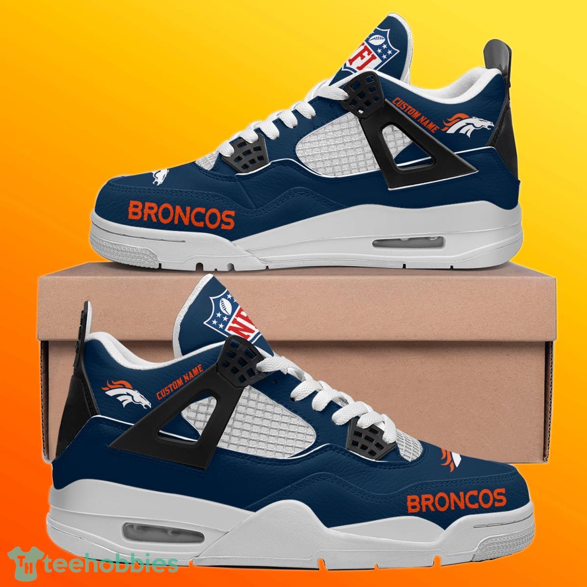 Denver Broncos Personalized Name NFL Air Jordan 4 Trending Sneaker Unique Gift For Fans Product Photo 1