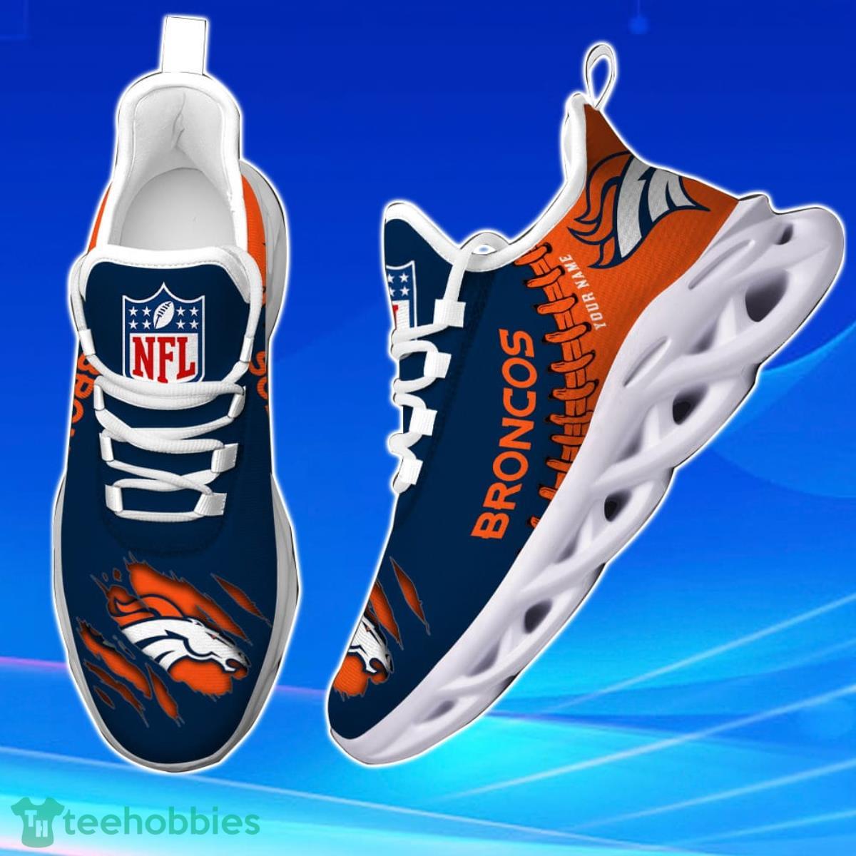 Denver Broncos Custom Name NFL Neon Light Max Soul Shoes Gift For Fans  Running Sneaker - Freedomdesign