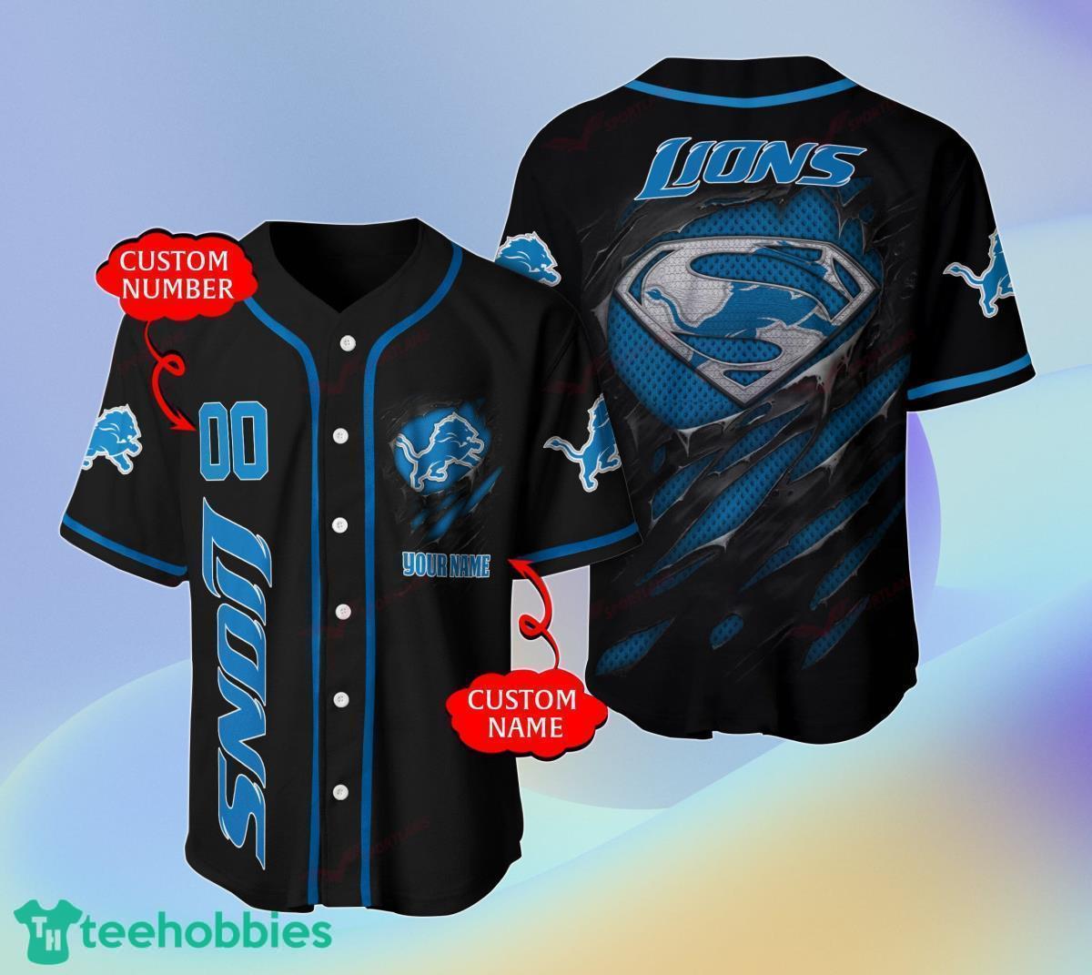 Custom black detroit store lions jersey