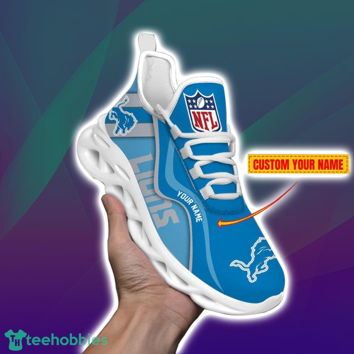 Detroit Lions-NFL Custom Name Max Soul Shoes Impressive Gift For Men And Women Fans Product Photo 2