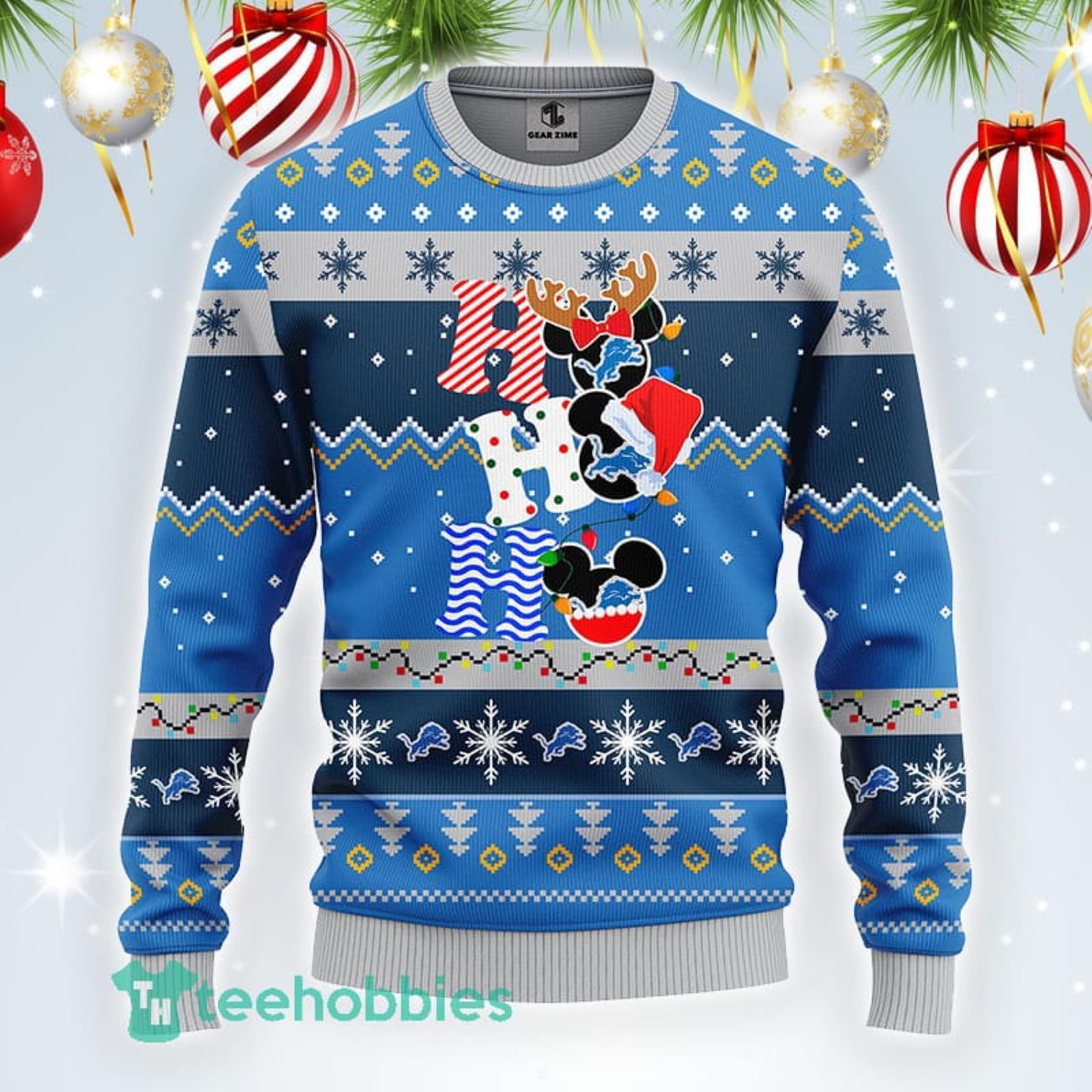 Detroit Lions NFL Team HoHoHo Mickey Funny Ugly Christmas Sweater Sport Fans  Men And Women Christmas Gift