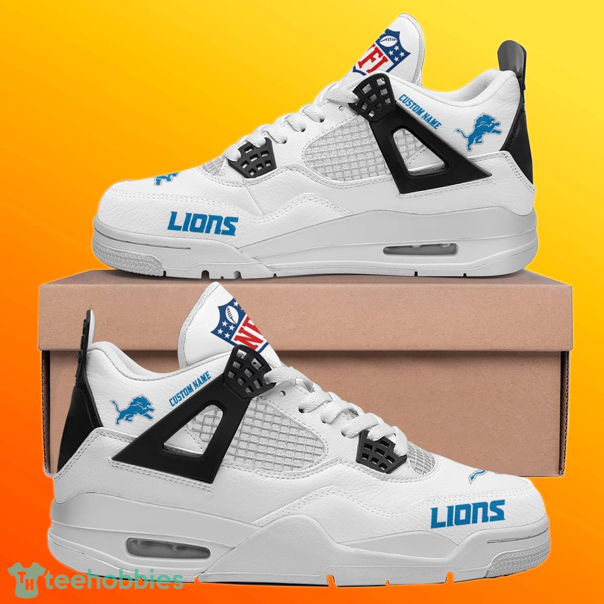 Detroit Lions Personalized Name NFL Air Jordan 4 Trending Sneaker Style Gift For Fans Product Photo 1