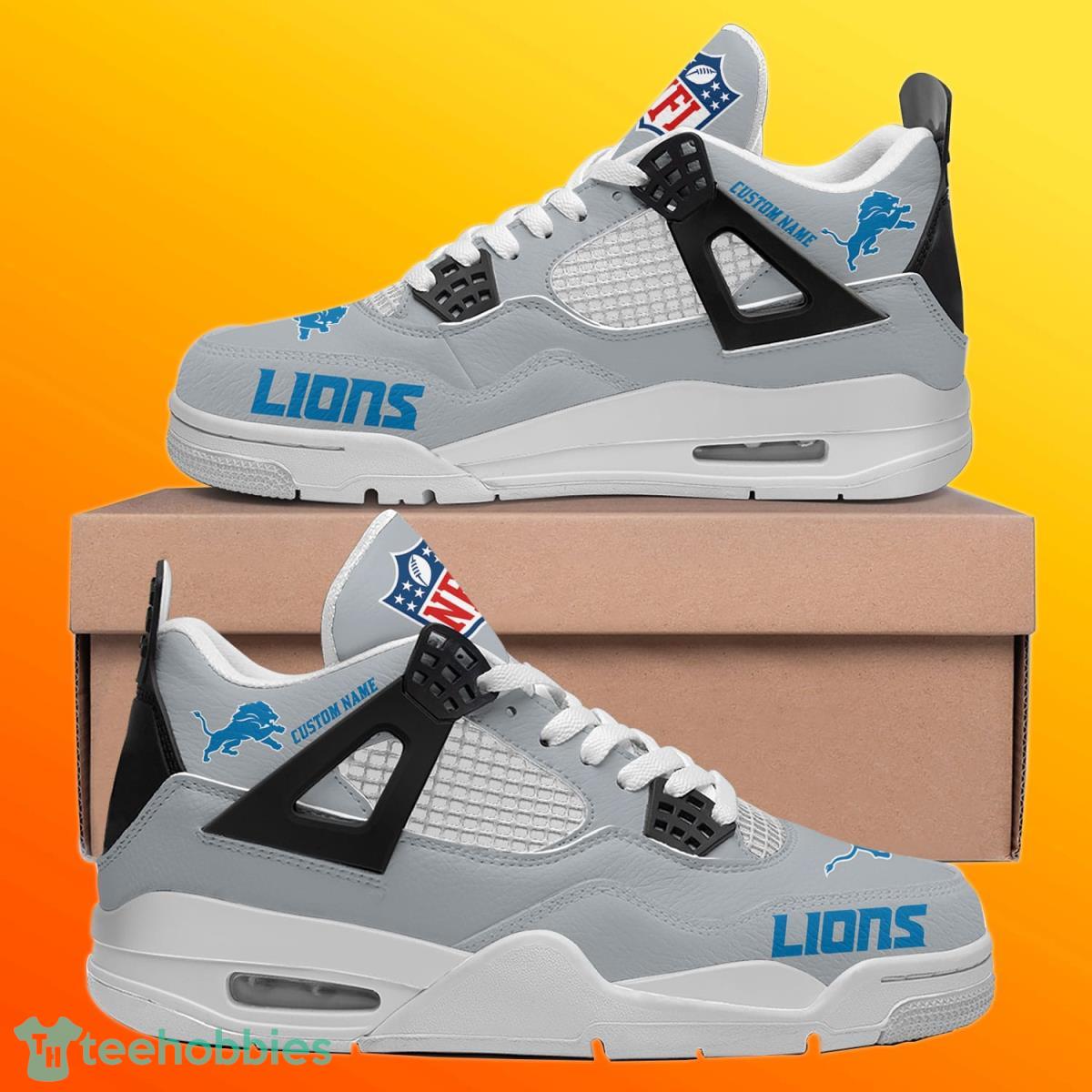 Detroit Lions Personalized Name NFL Air Jordan 4 Trending Sneaker Unique Gift For Fans Product Photo 1
