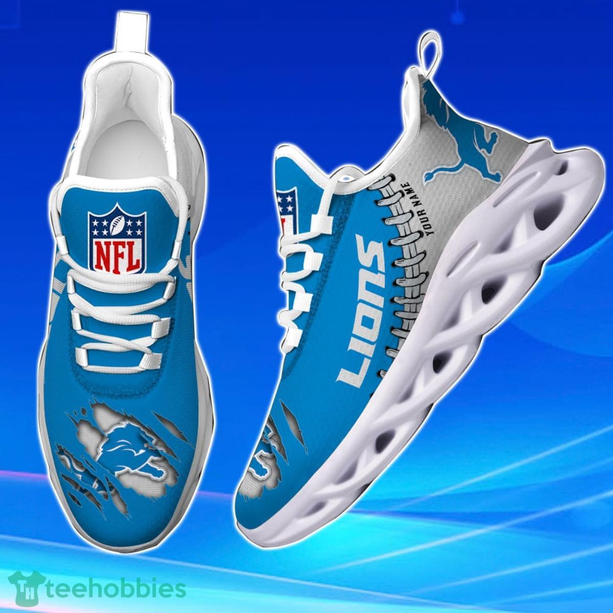 Detroit Lions Custom Name NFL Neon Light Max Soul Shoes Gift For Fans  Running Sneaker - Banantees