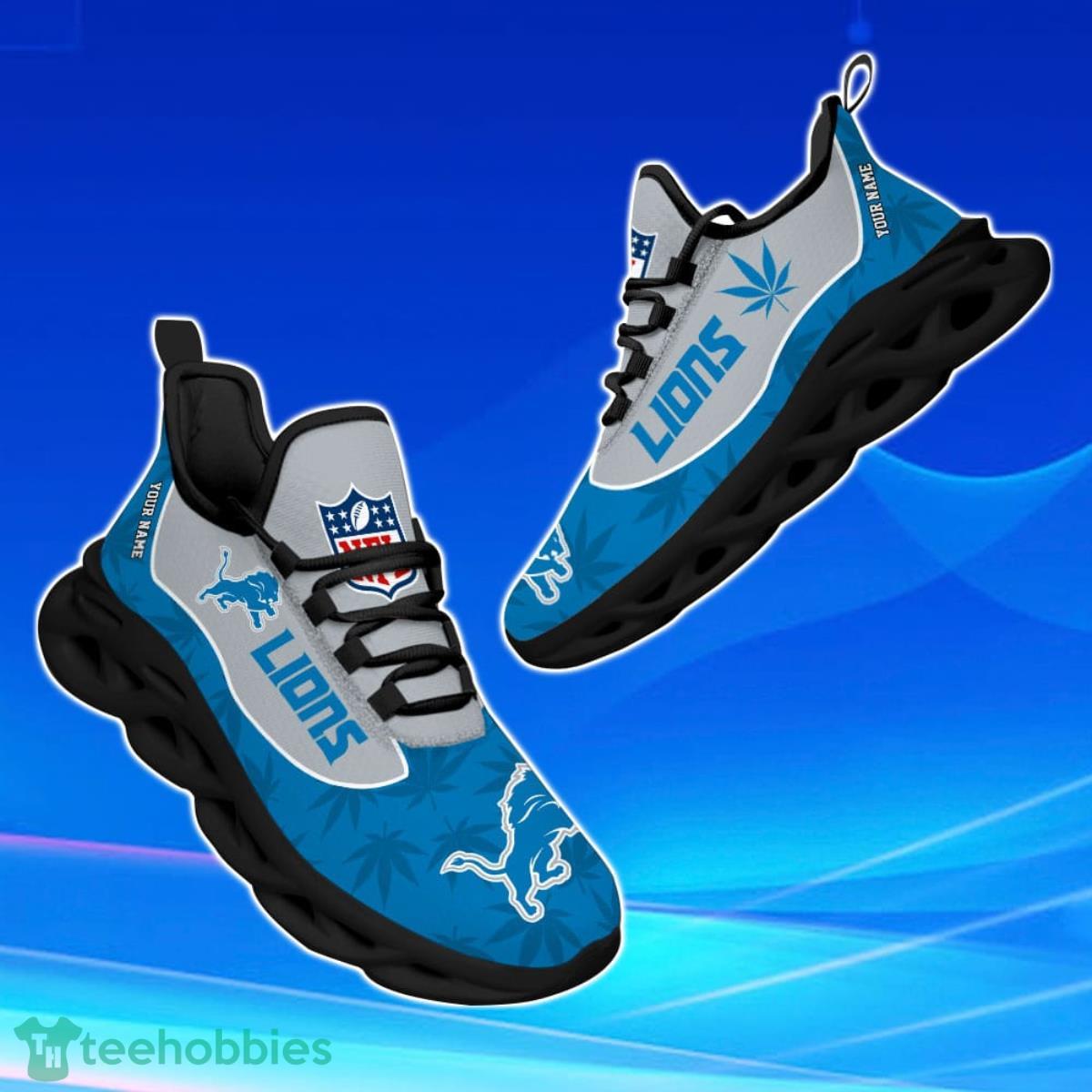 Detroit Lions Silver Splat Custom Nike Air Max Shoes Black