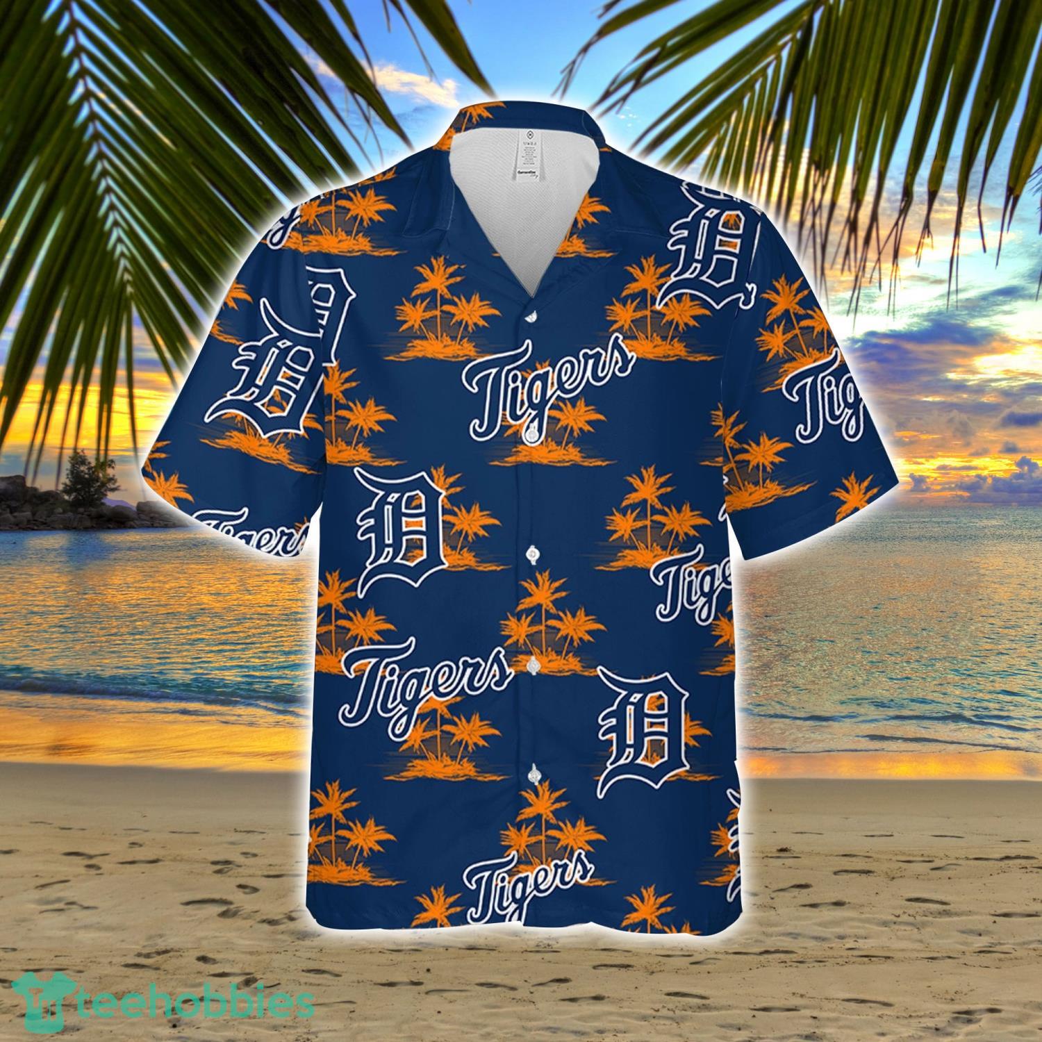 Detroit Tiger Baseball Coconut Island Pattern Hawaiian Shirt And Shorts Summer Gift Product Photo 2