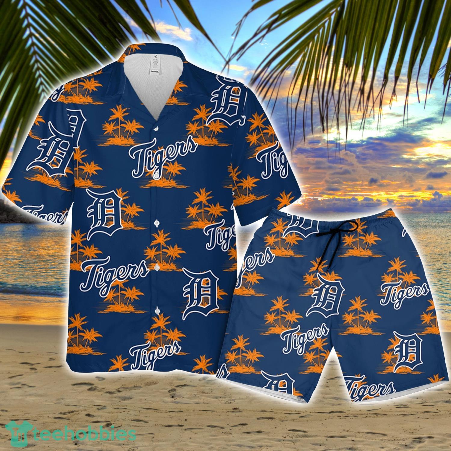 Detroit Tiger Baseball Coconut Island Pattern Hawaiian Shirt And Shorts Summer Gift Product Photo 1