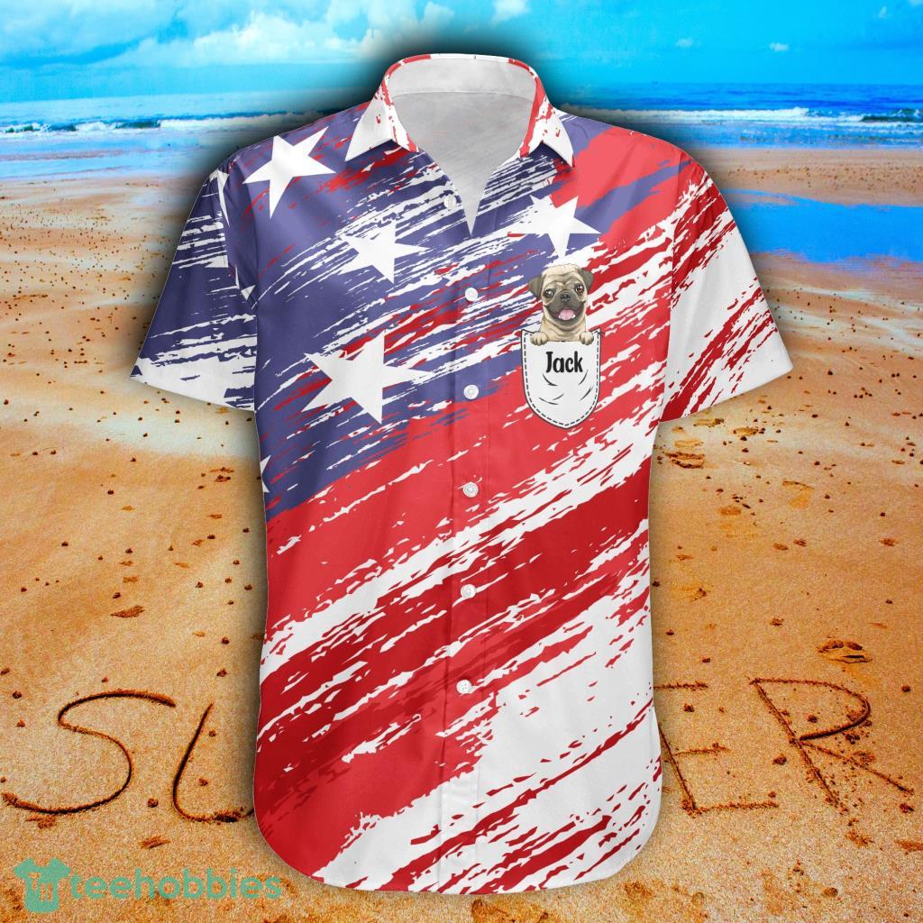 Dog In Pocket American Flag Patriotic Personalized Hawaiian Shirt Product Photo 1