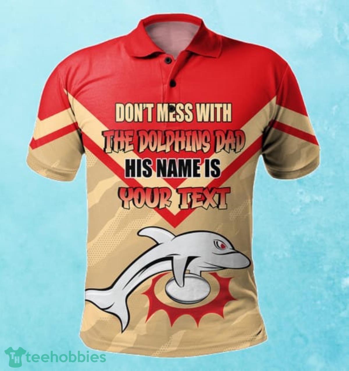 Dolphins Custom Name Father’s Day NRL Custom Polo Shirt Best Gift For Fans Product Photo 1