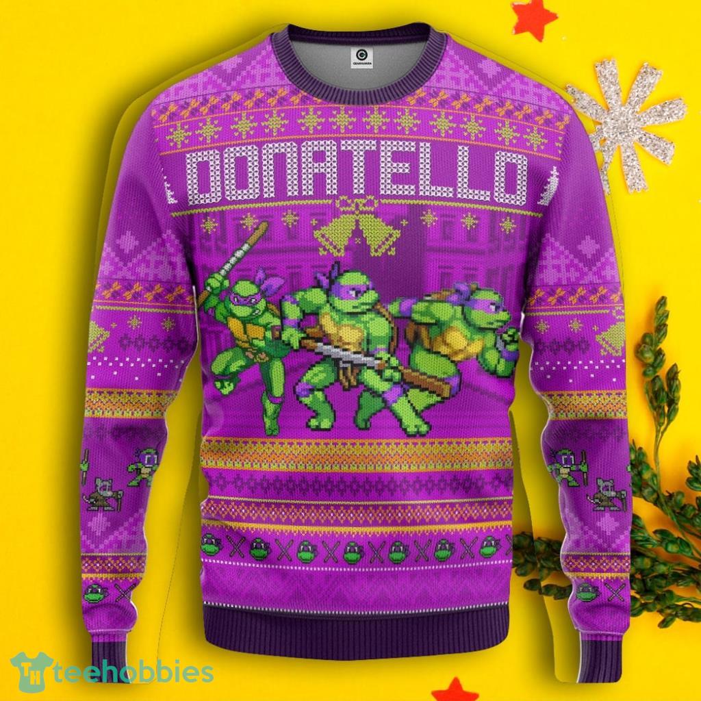 Women's Teenage Mutant Ninja Turtles Ugly Christmas Sweater Graphic Tee  Black Small