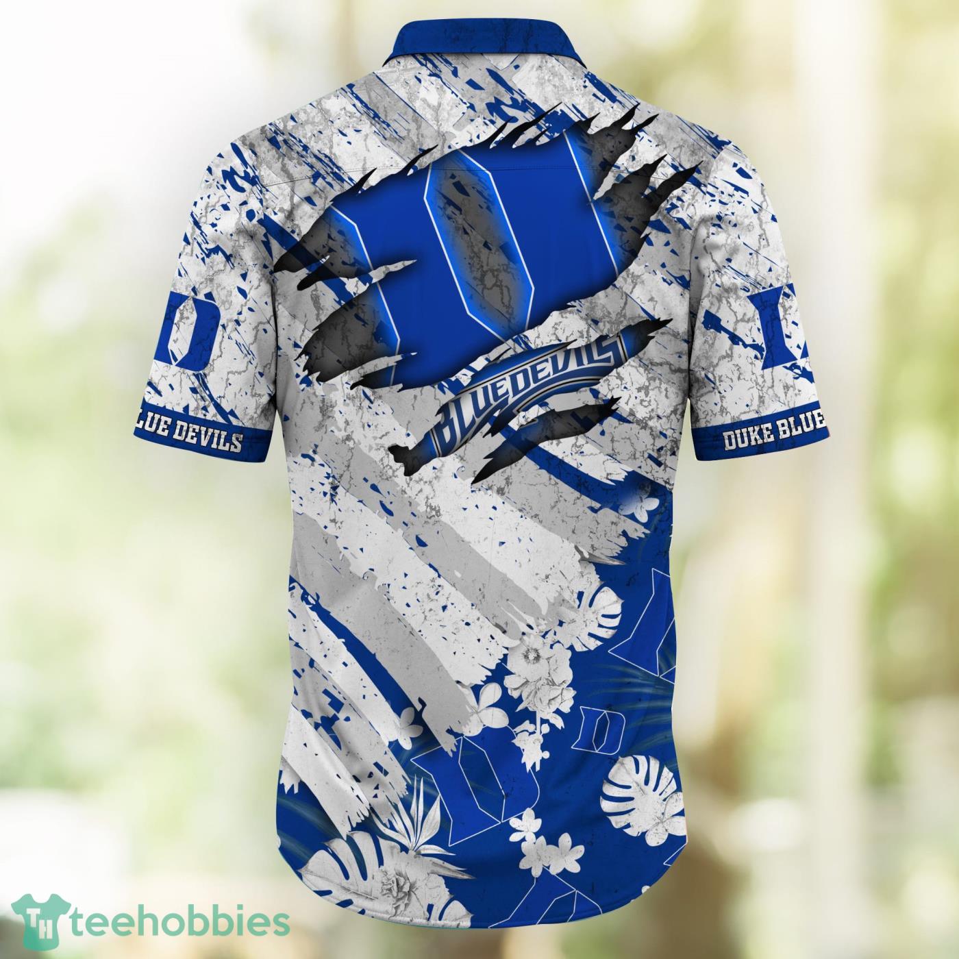 NCAA Duke Blue Devils Flower Button Up Hawaiian Shirt 3D Shirt