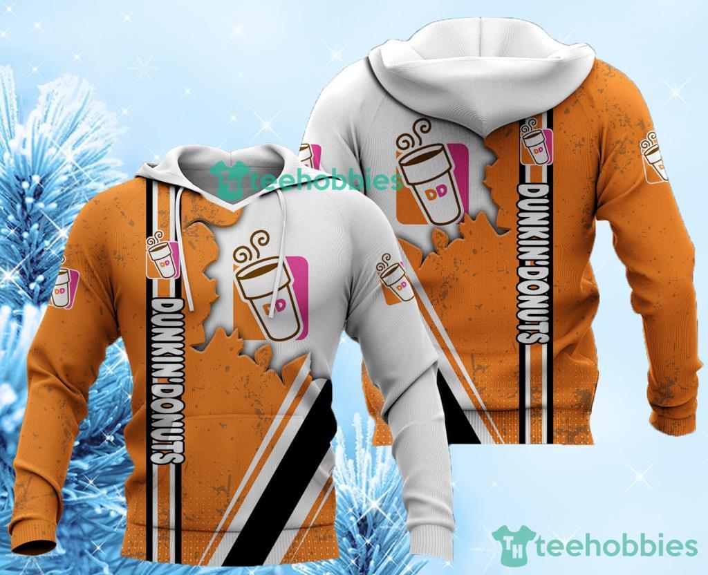 Dunkin Donuts Lgoo White And Orange 3D Hoodie All Over Print